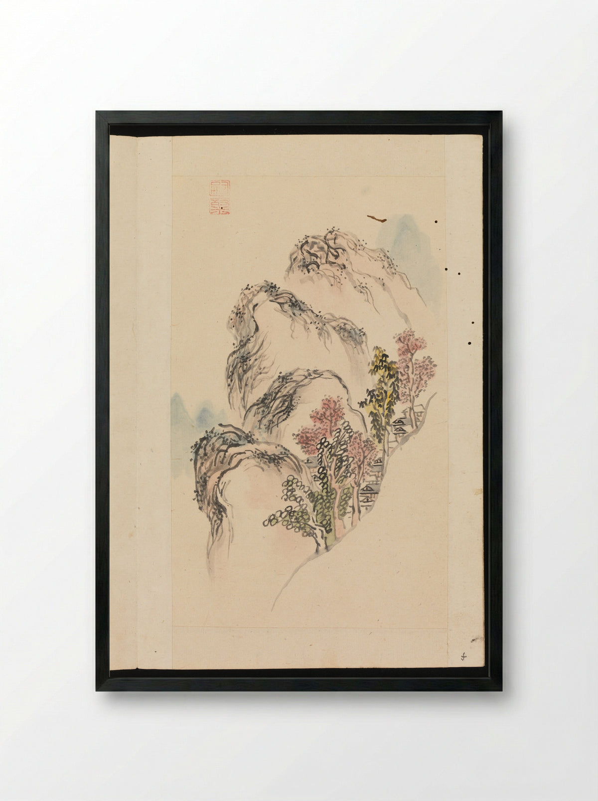 Album of Landscape Paintings (Mountain Study) - Kuwayama Gyokushū - Framed Print Black