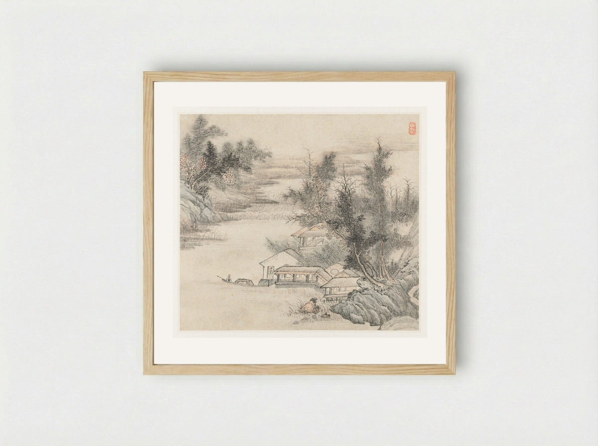 Album of Landscapes: Leaf 2 - Wang Gai - Framed Print Wood