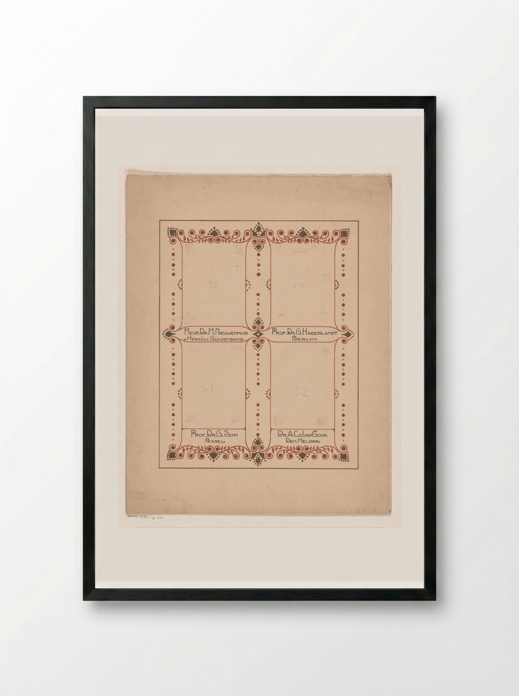 Albumblad voor een album voor Prof. Hugo de Vries - Reinier Willem Petrus de Vries - Framed Print Black