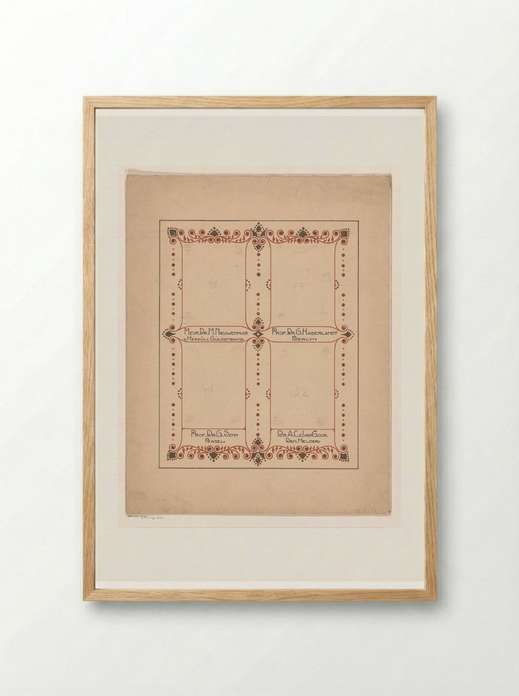 Albumblad voor een album voor Prof. Hugo de Vries - Reinier Willem Petrus de Vries - Framed Print Wood