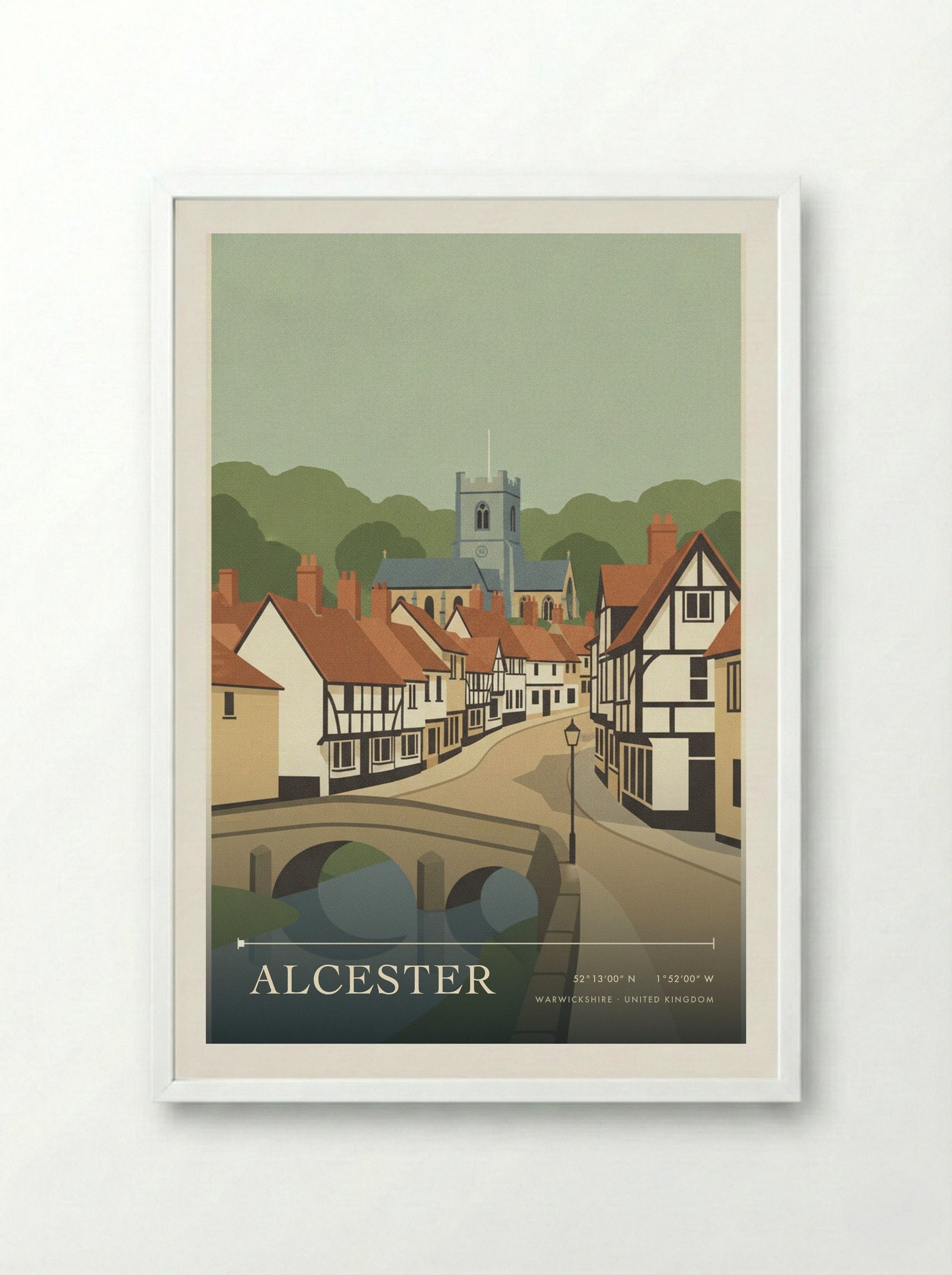 Alcester Warwickshire United Kingdom Travel Poster - Framed Print White