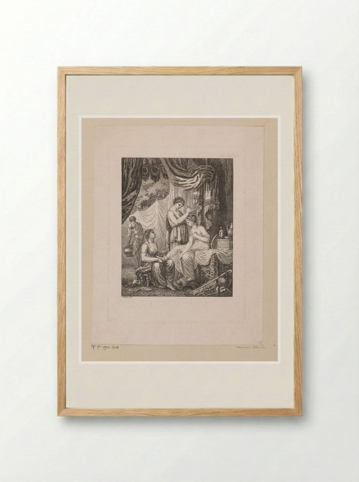 Alcina at her Toilet - Salomon Gessner - Framed Print Wood