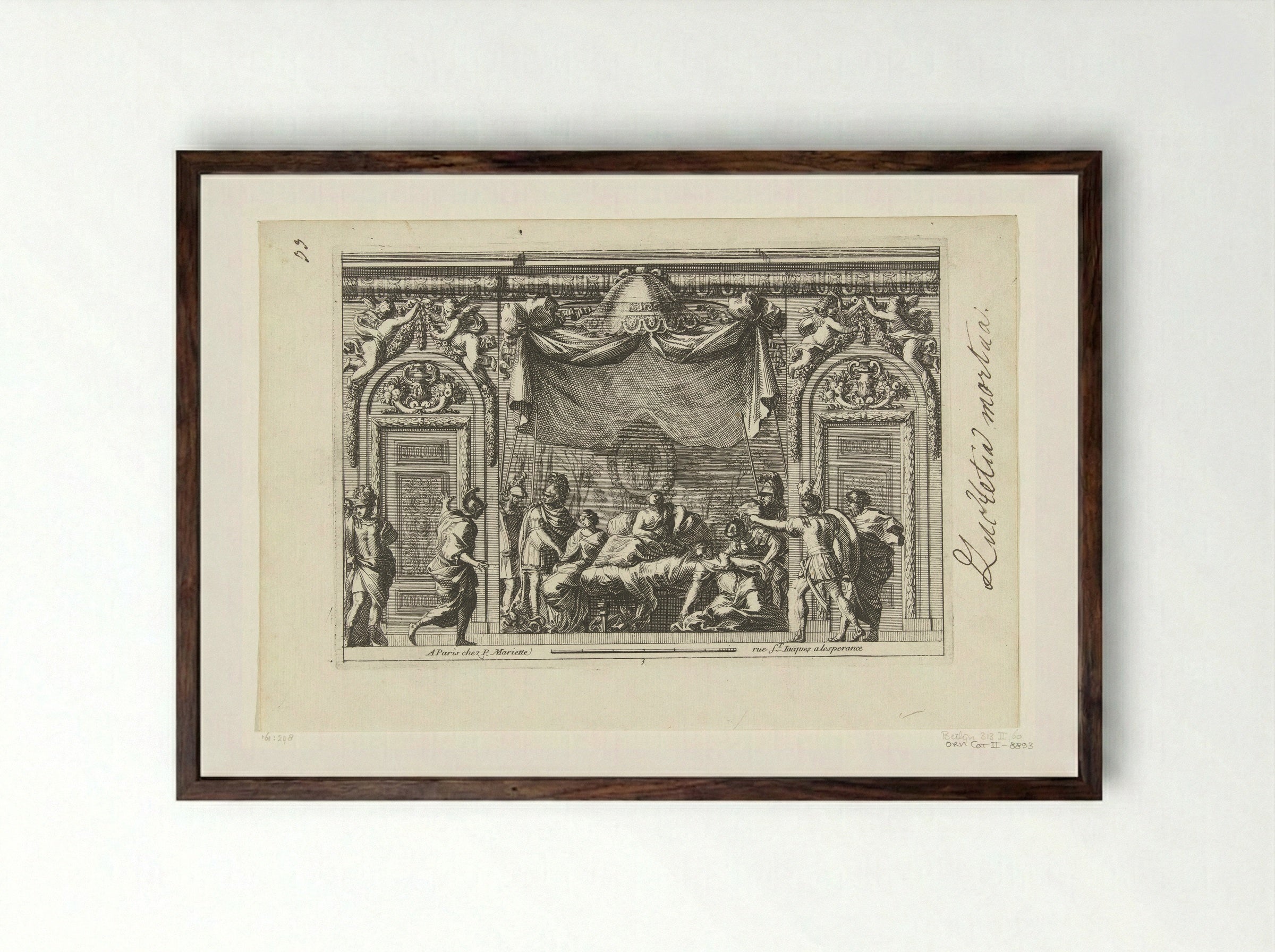 Alcove with the Death of Cleopatra - Jean Lepautre - Framed Print Dark Wood