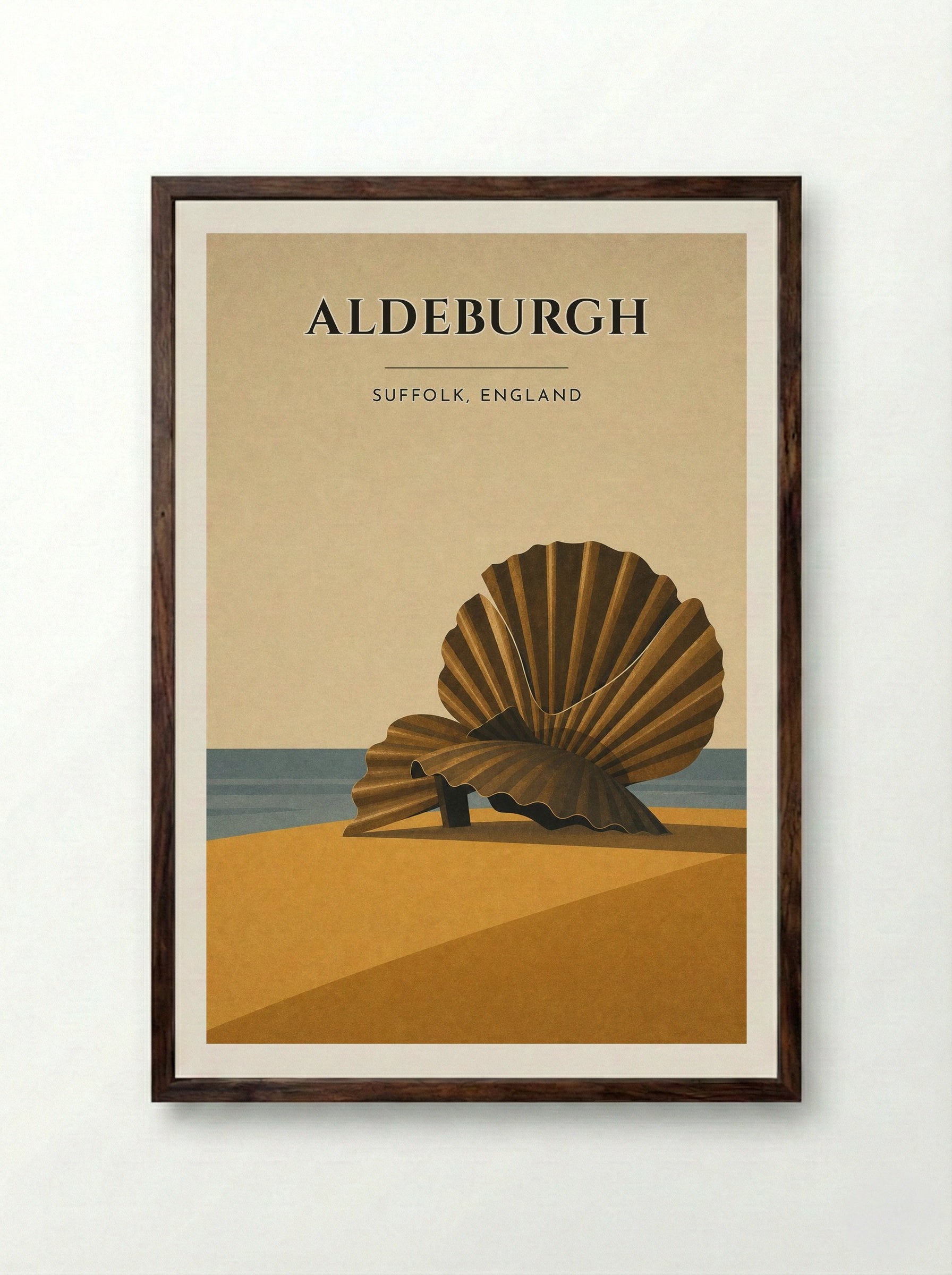 Aldeburgh Suffolk Travel Poster - Framed Print Dark Wood