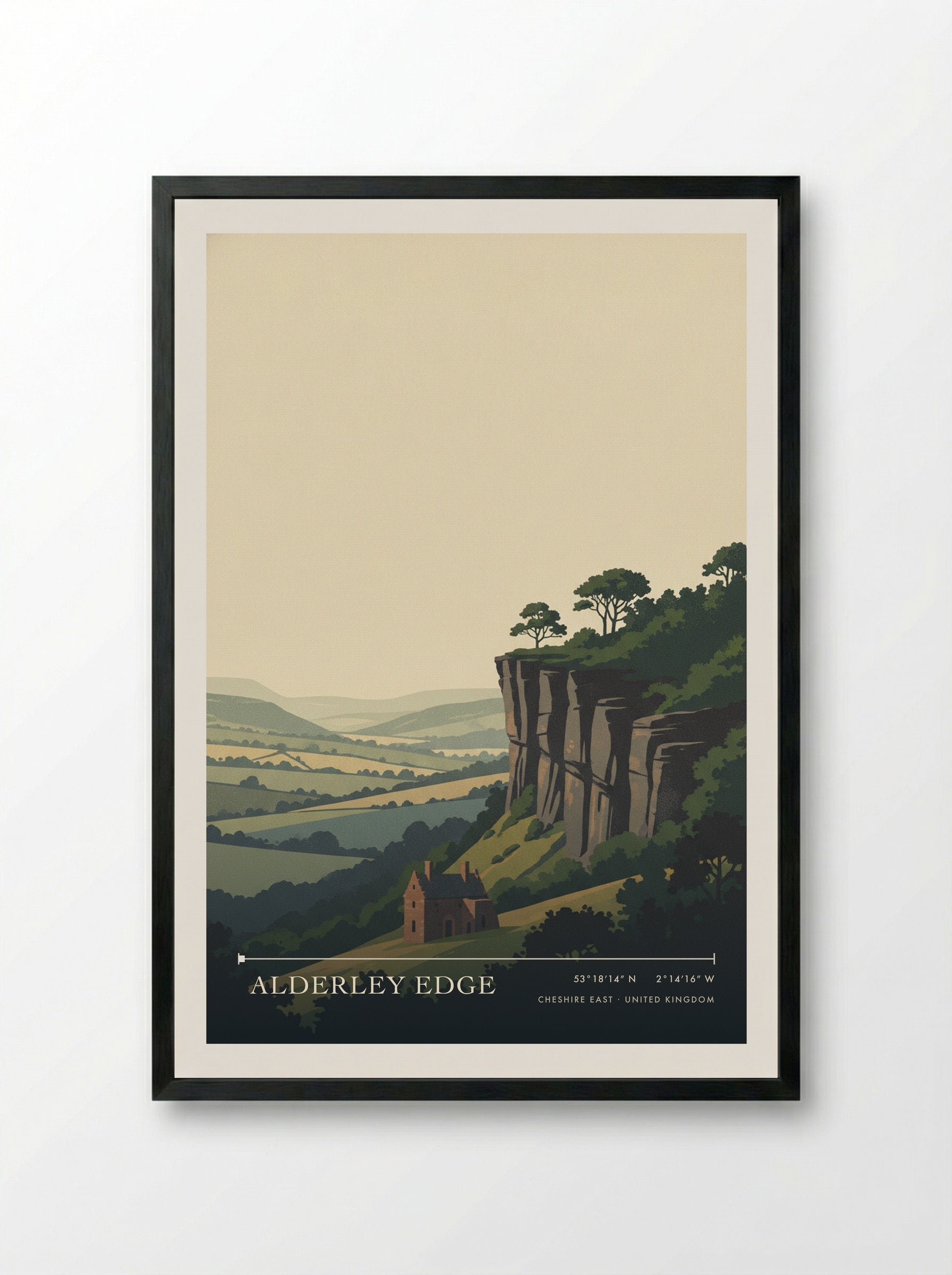 Alderley Edge Cheshire East United Kingdom Travel Poster - Framed Print Black