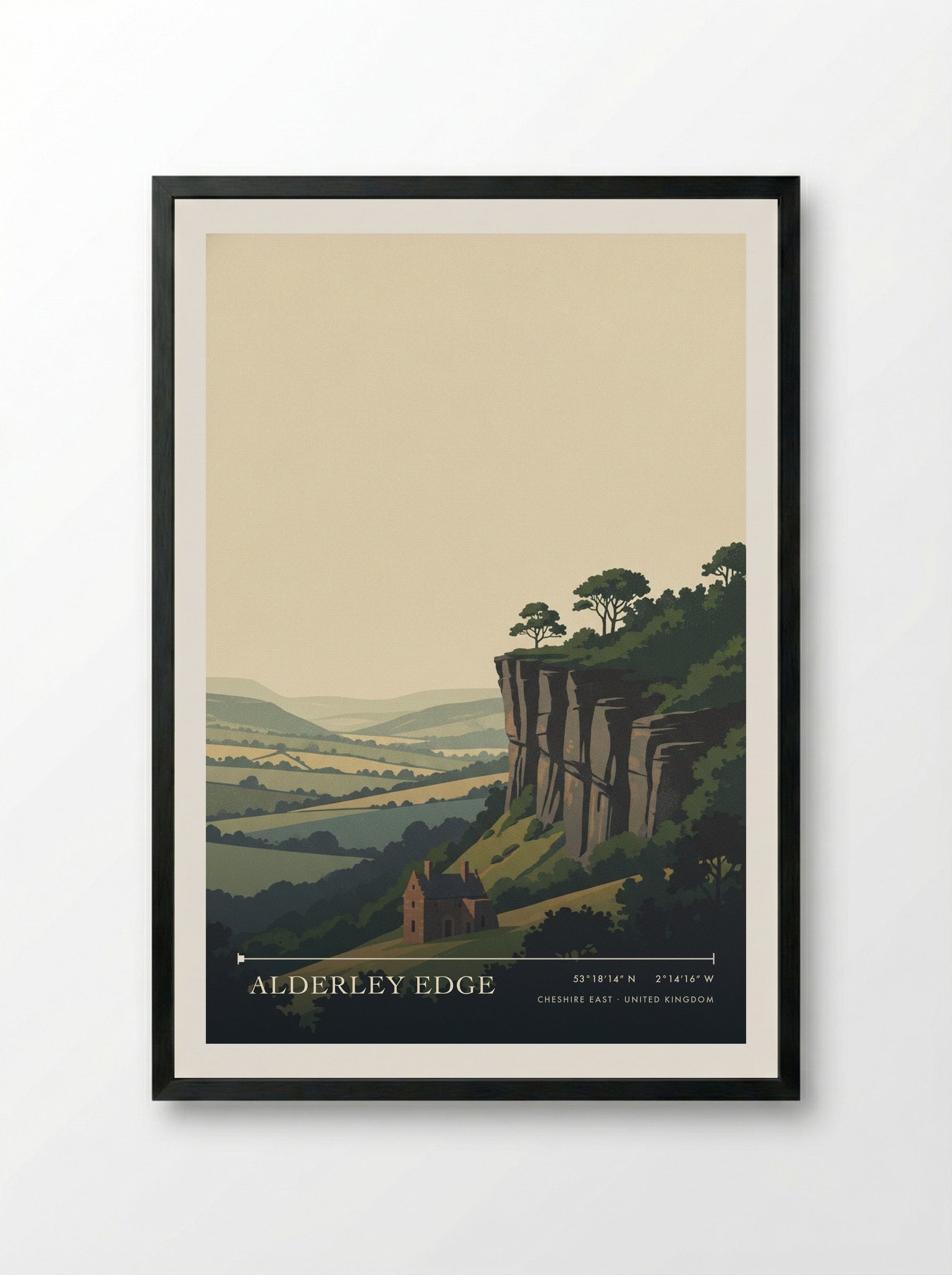Alderley Edge Cheshire East United Kingdom Travel Poster - Framed Print Black