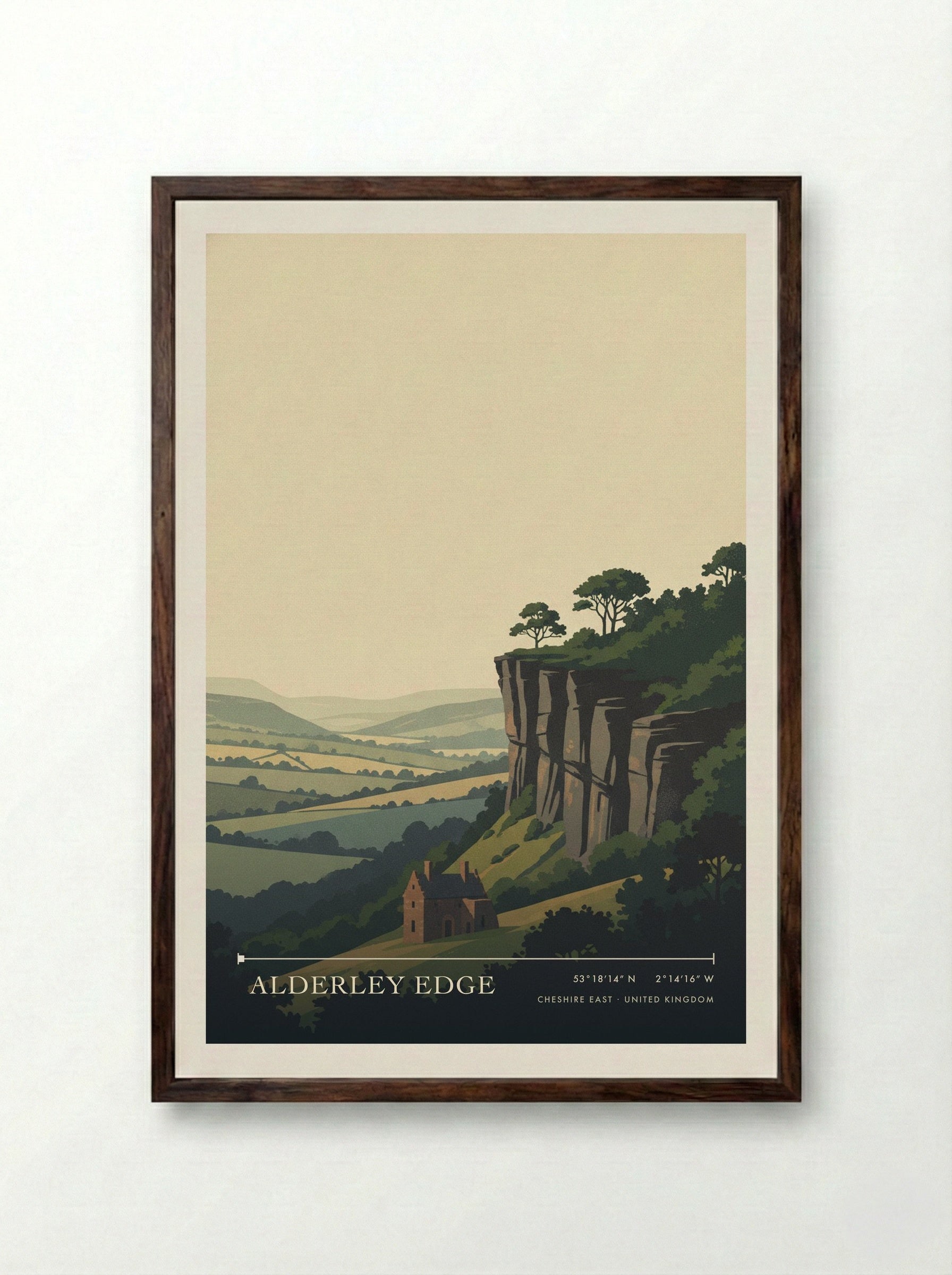 Alderley Edge Cheshire East United Kingdom Travel Poster - Framed Print Dark Wood