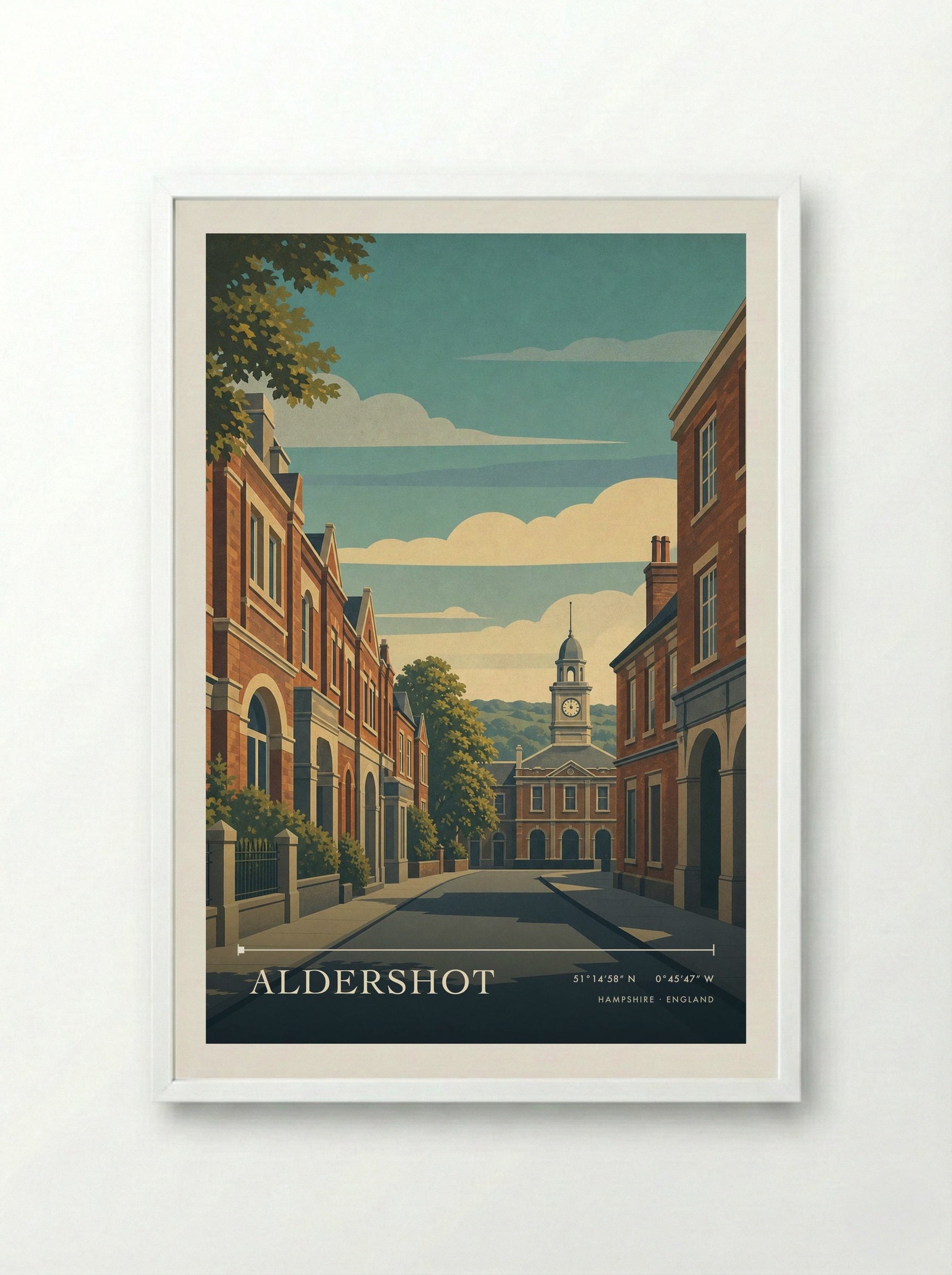 Aldershot Hampshire England Travel Poster - Framed Print White