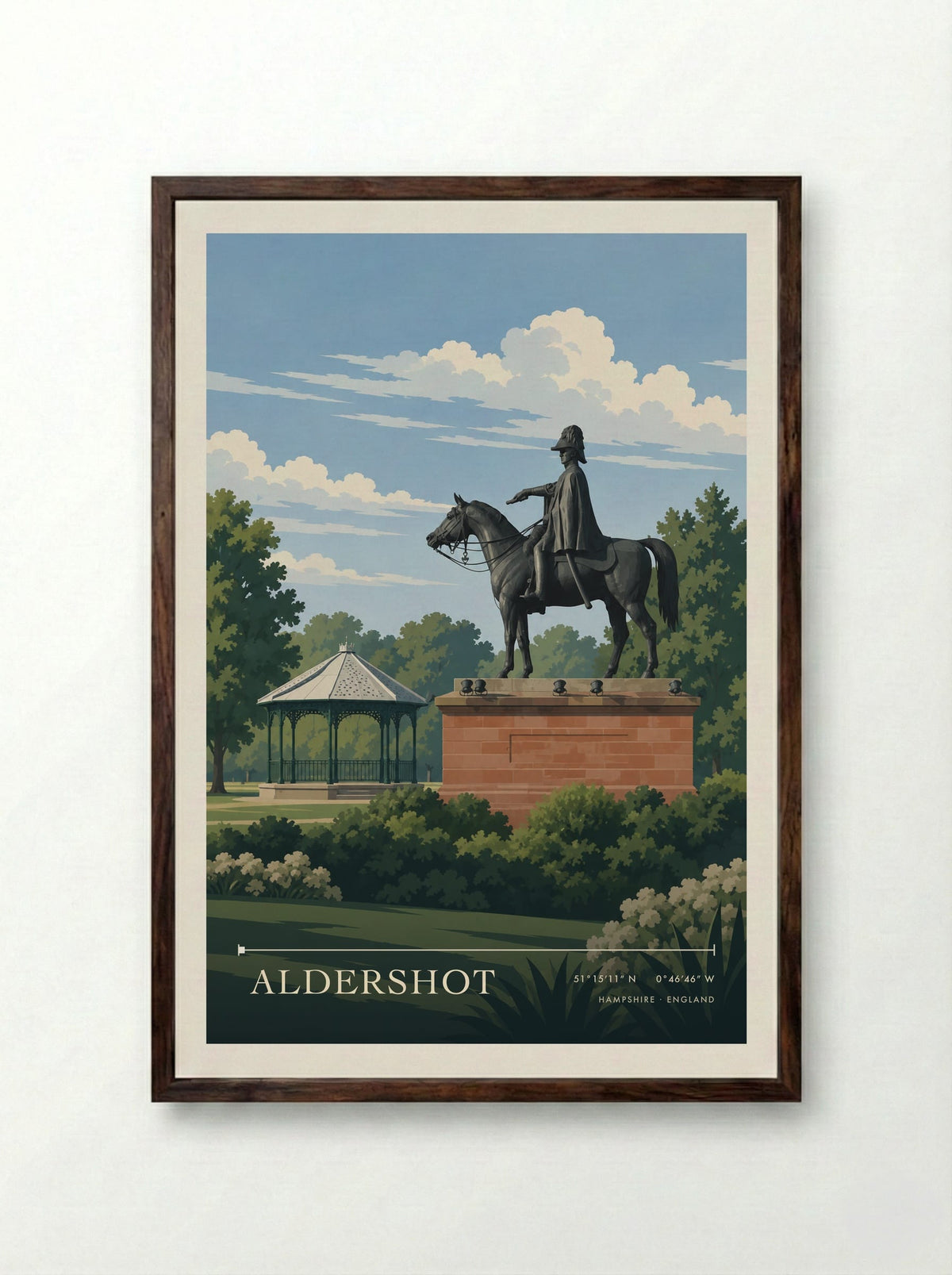 Aldershot Hampshire | Travel Poster - Framed Print Dark Wood