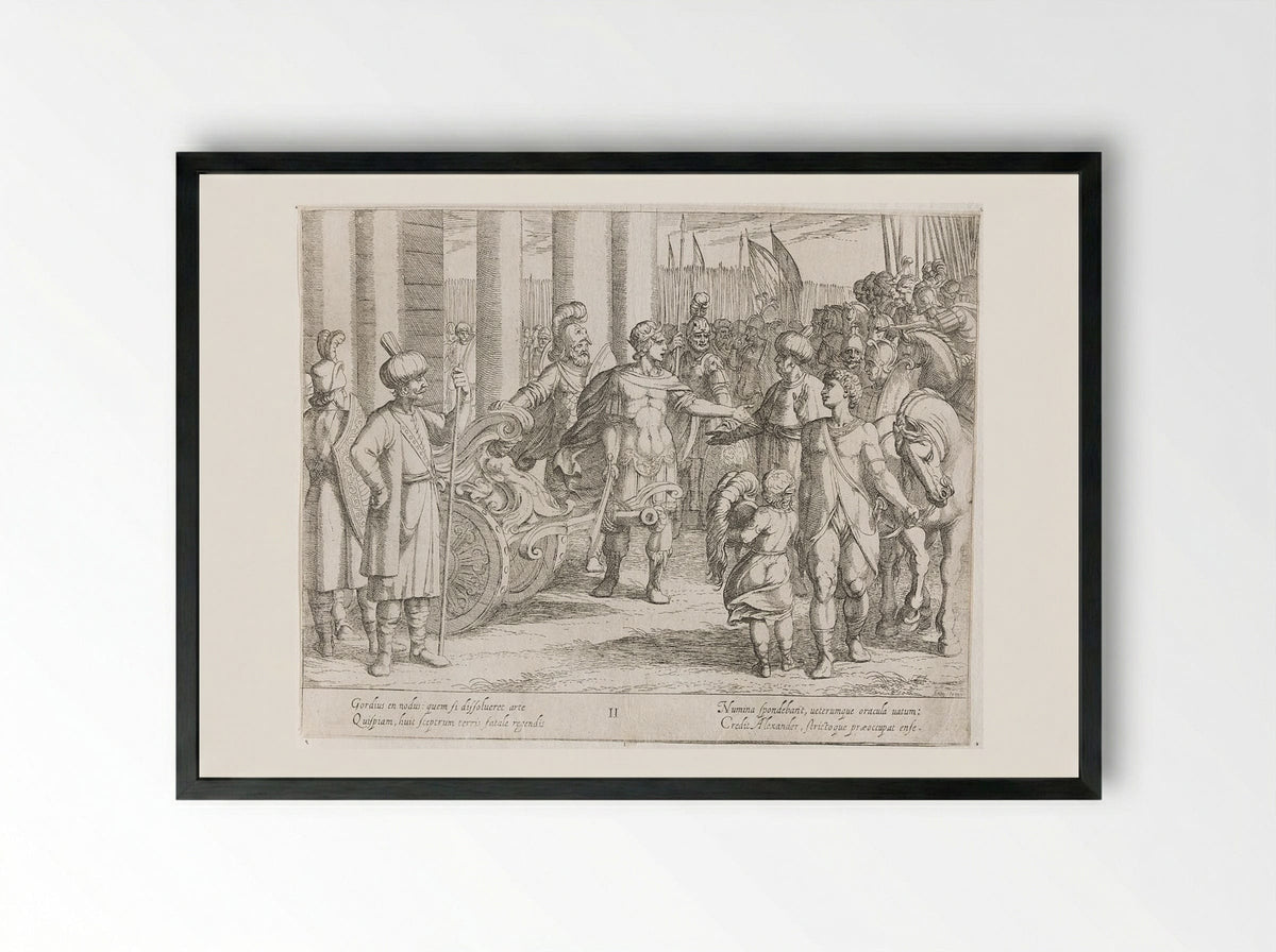 Alexander Cutting the Gordian Knot - Antonio Tempesta - Framed Print Black