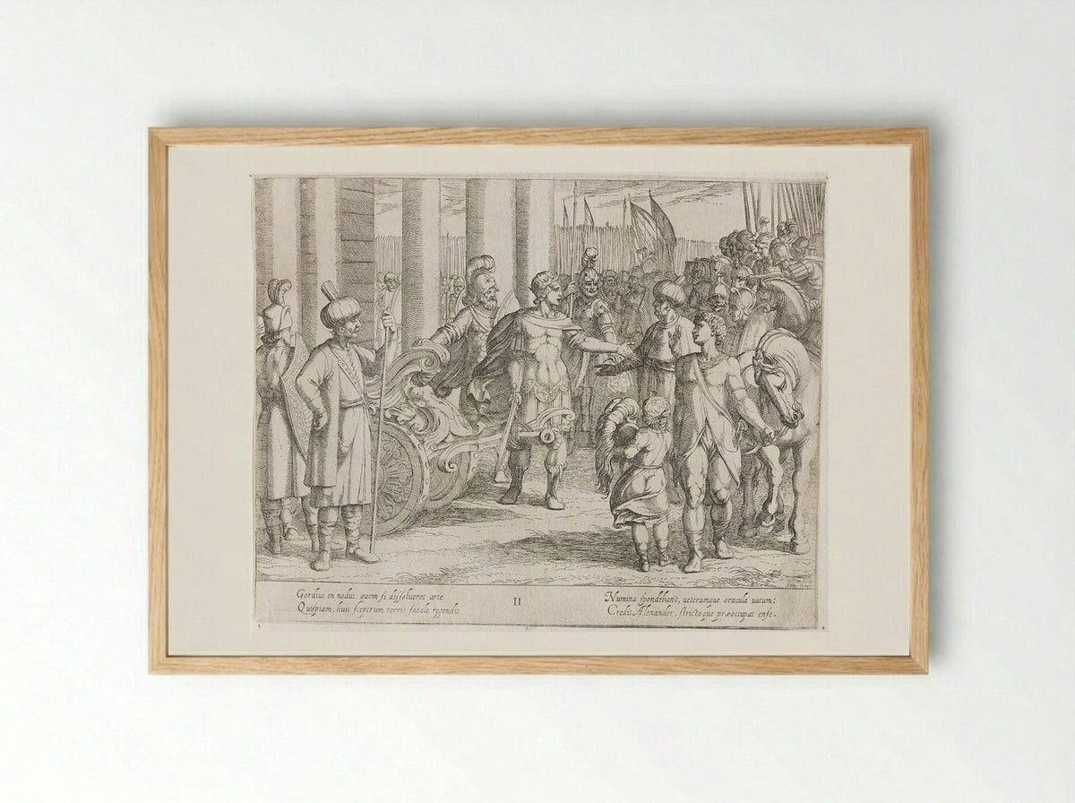 Alexander Cutting the Gordian Knot - Antonio Tempesta - Framed Print Wood