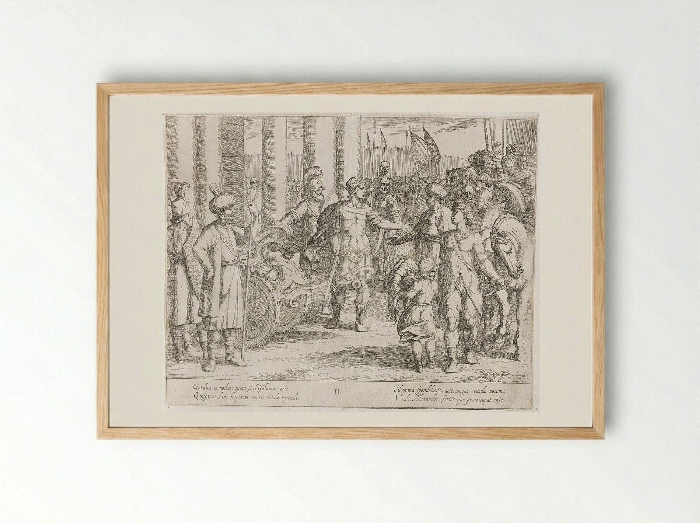 Alexander Cutting the Gordian Knot - Antonio Tempesta - Framed Print Wood