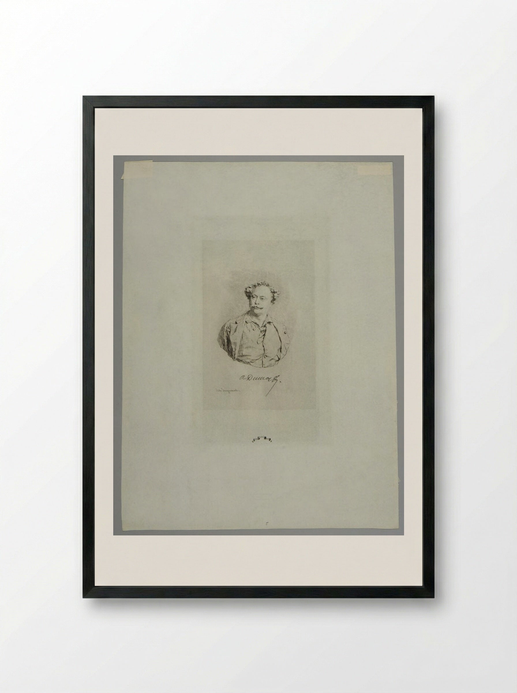 Alexander Dumas the Younger - Jules Ferdinand Jacquemart - Framed Print Black