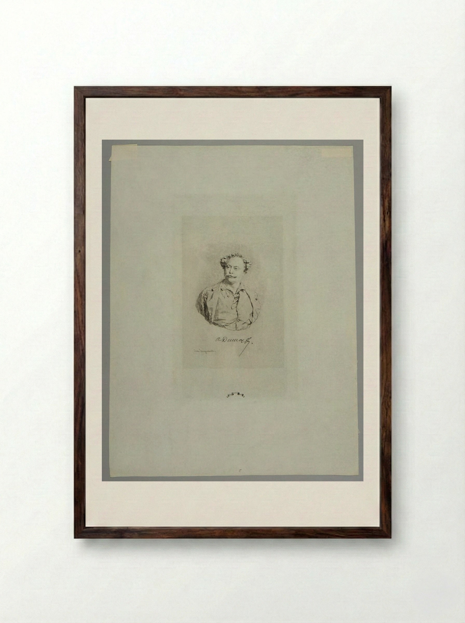Alexander Dumas the Younger - Jules Ferdinand Jacquemart - Framed Print Dark Wood