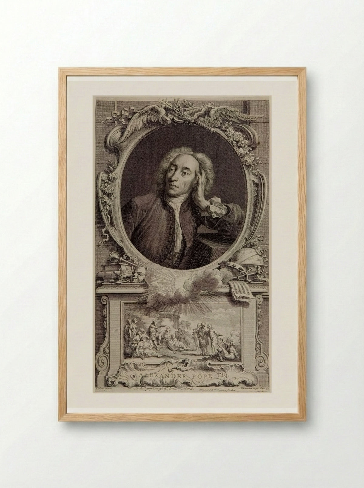 Alexander Pope - Jacobus Houbraken - Framed Print Wood