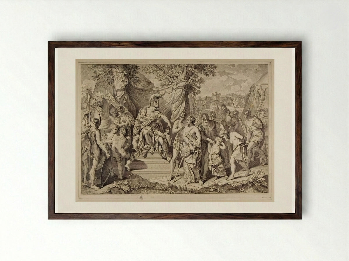 Alexander and Timoclea - Georg Friedrich Schmidt - Framed Print Dark Wood