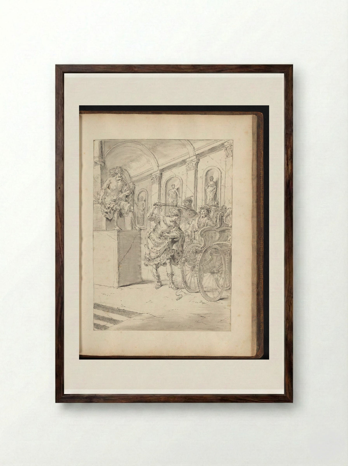 Alexander the Great Cutting the Gordian Knot - Leonaert Bramer - Framed Print Dark Wood