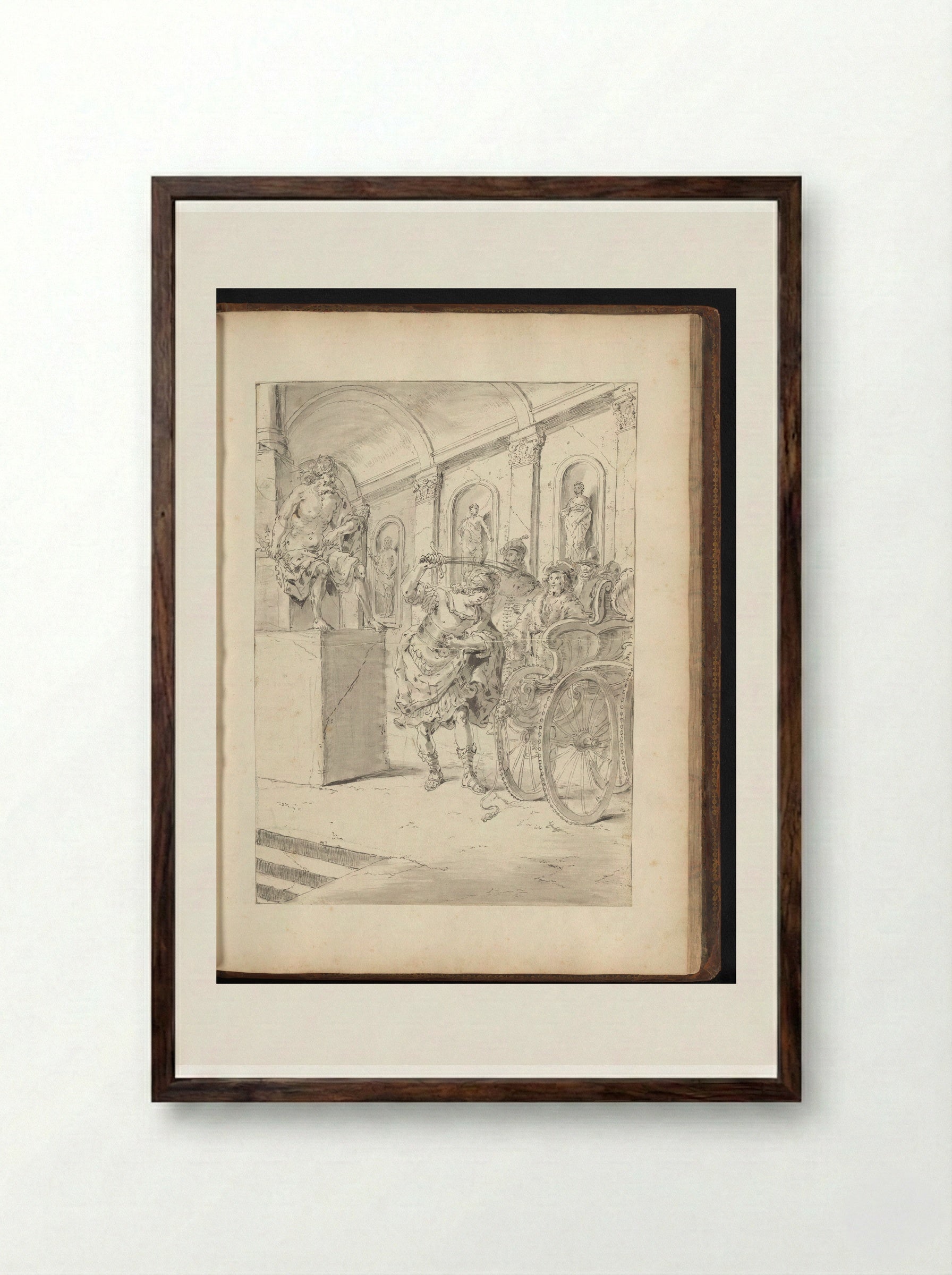 Alexander the Great Cutting the Gordian Knot - Leonaert Bramer - Framed Print Dark Wood