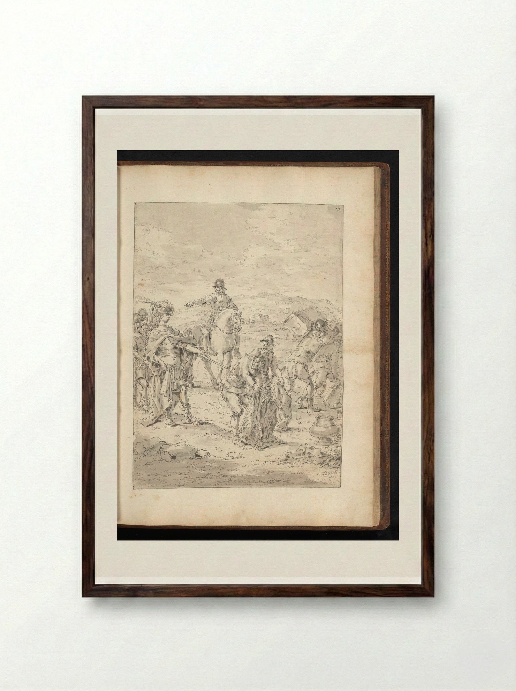 Alexander the Great Distributing the Spoils after his Victory over the Persians - Leonaert Bramer - Framed Print Dark Wood