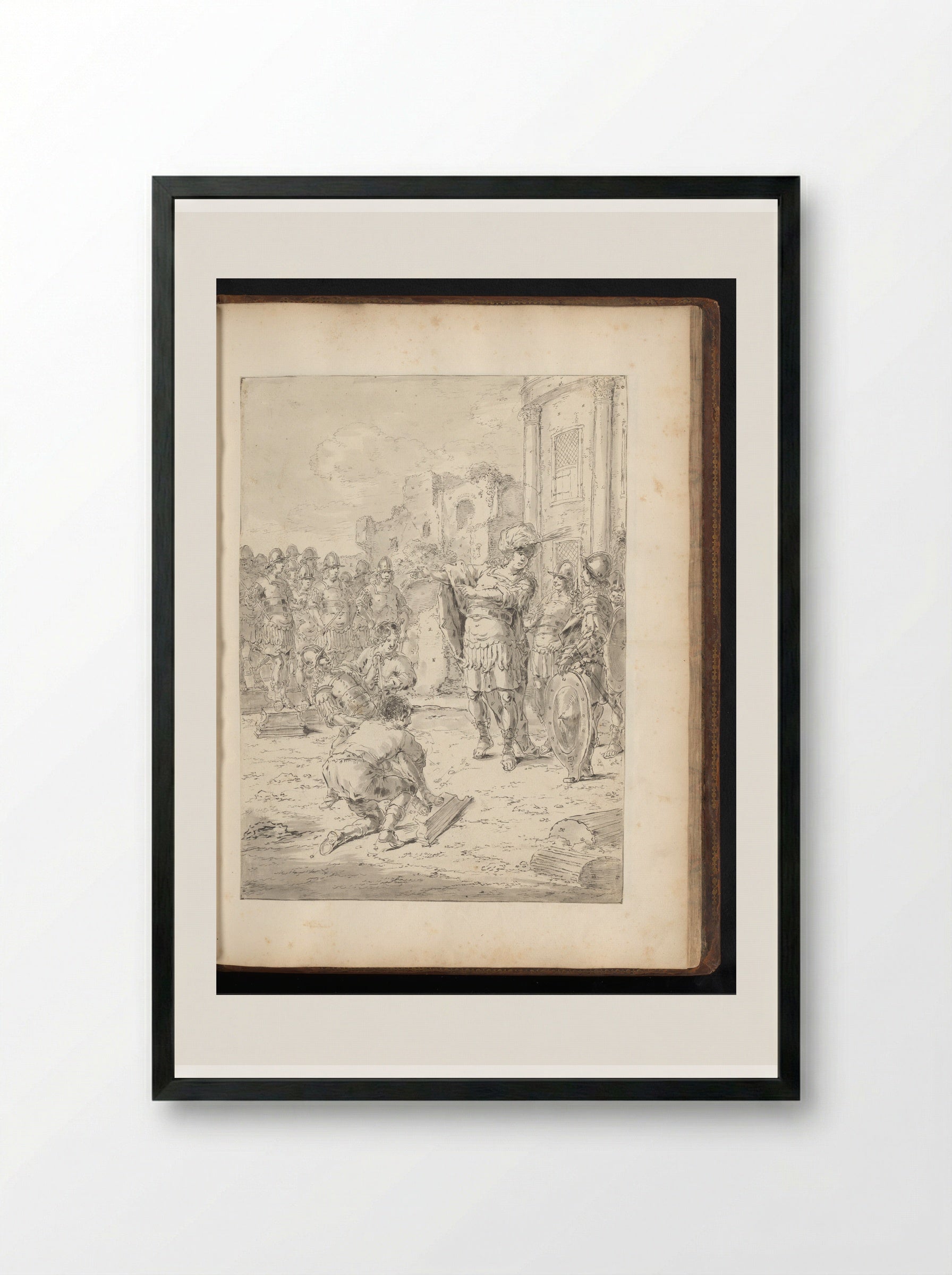Alexander the Great Presented with Sculptures by Lysippos - Leonaert Bramer - Framed Print Black