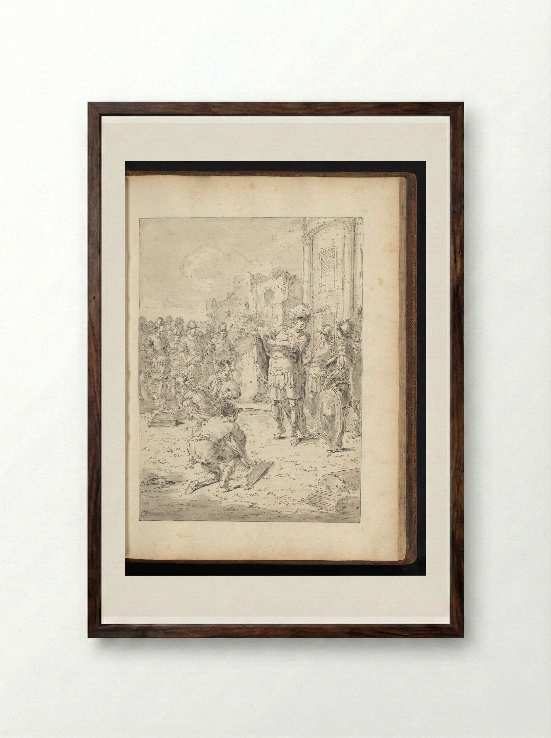 Alexander the Great Presented with Sculptures by Lysippos - Leonaert Bramer - Framed Print Dark Wood
