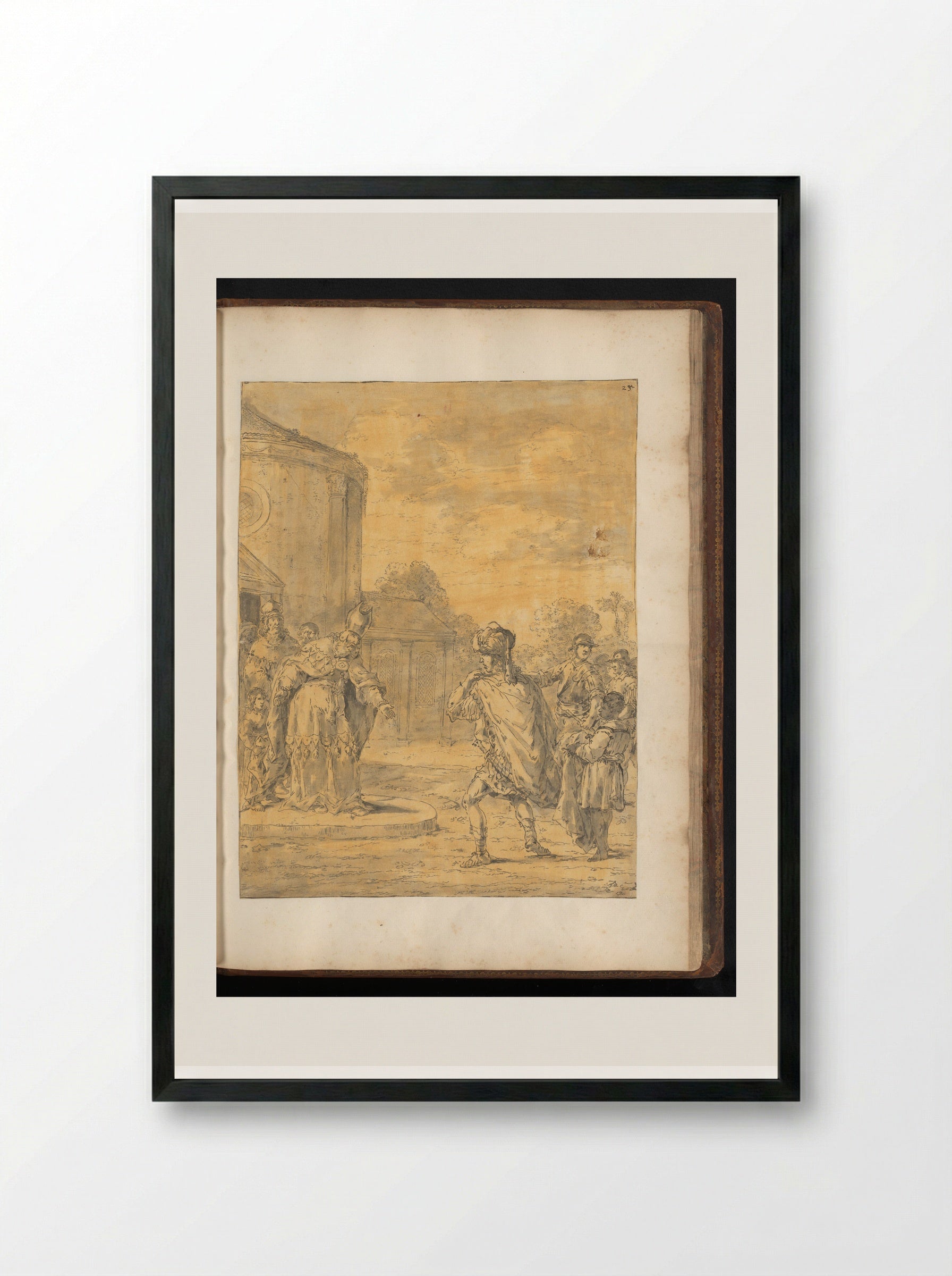 Alexander the Great Visits the Temple of Jupiter - Leonaert Bramer - Framed Print Black