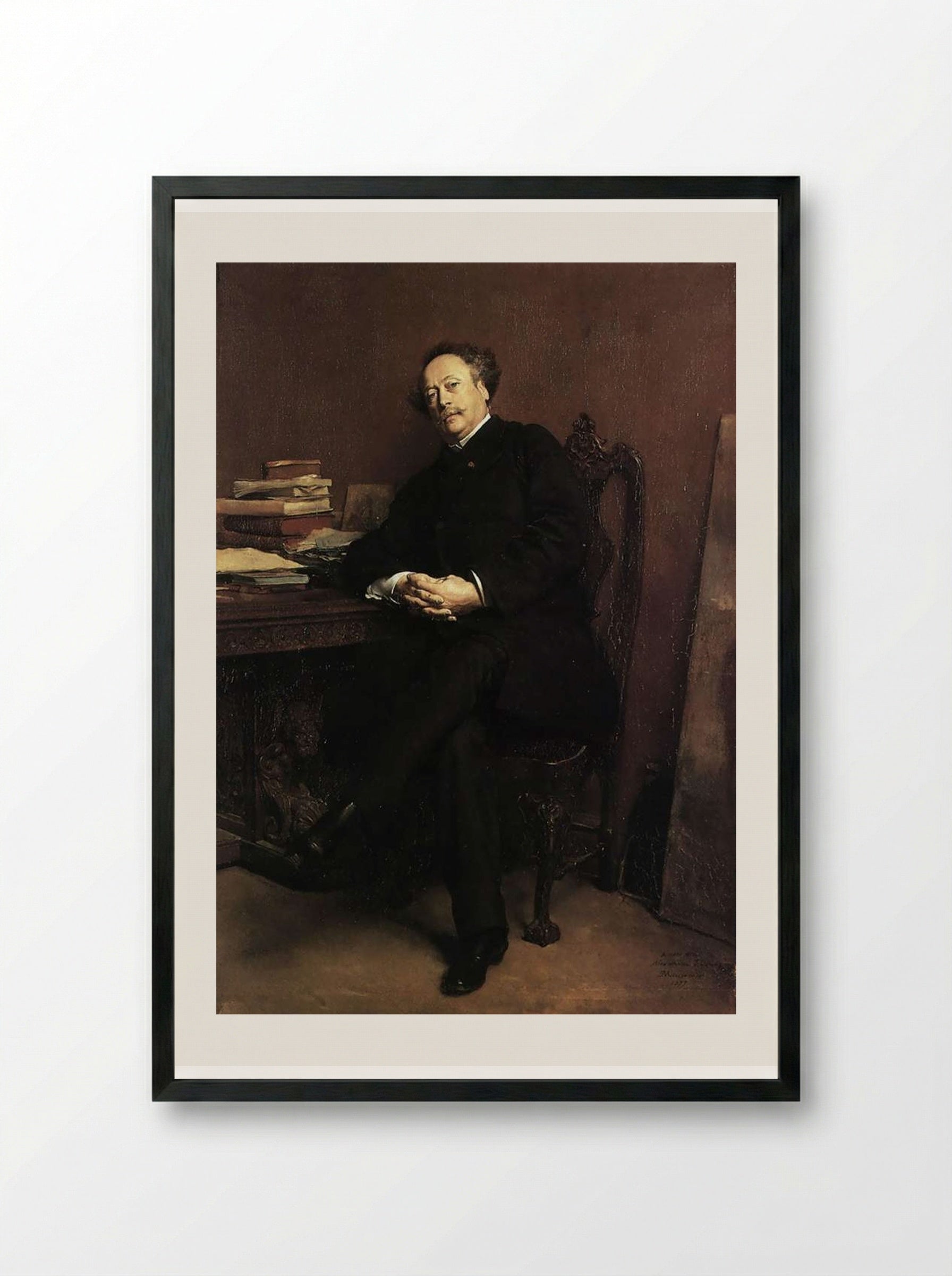 Alexandre Dumas, fils - Ernest Meissonier - Framed Print Black