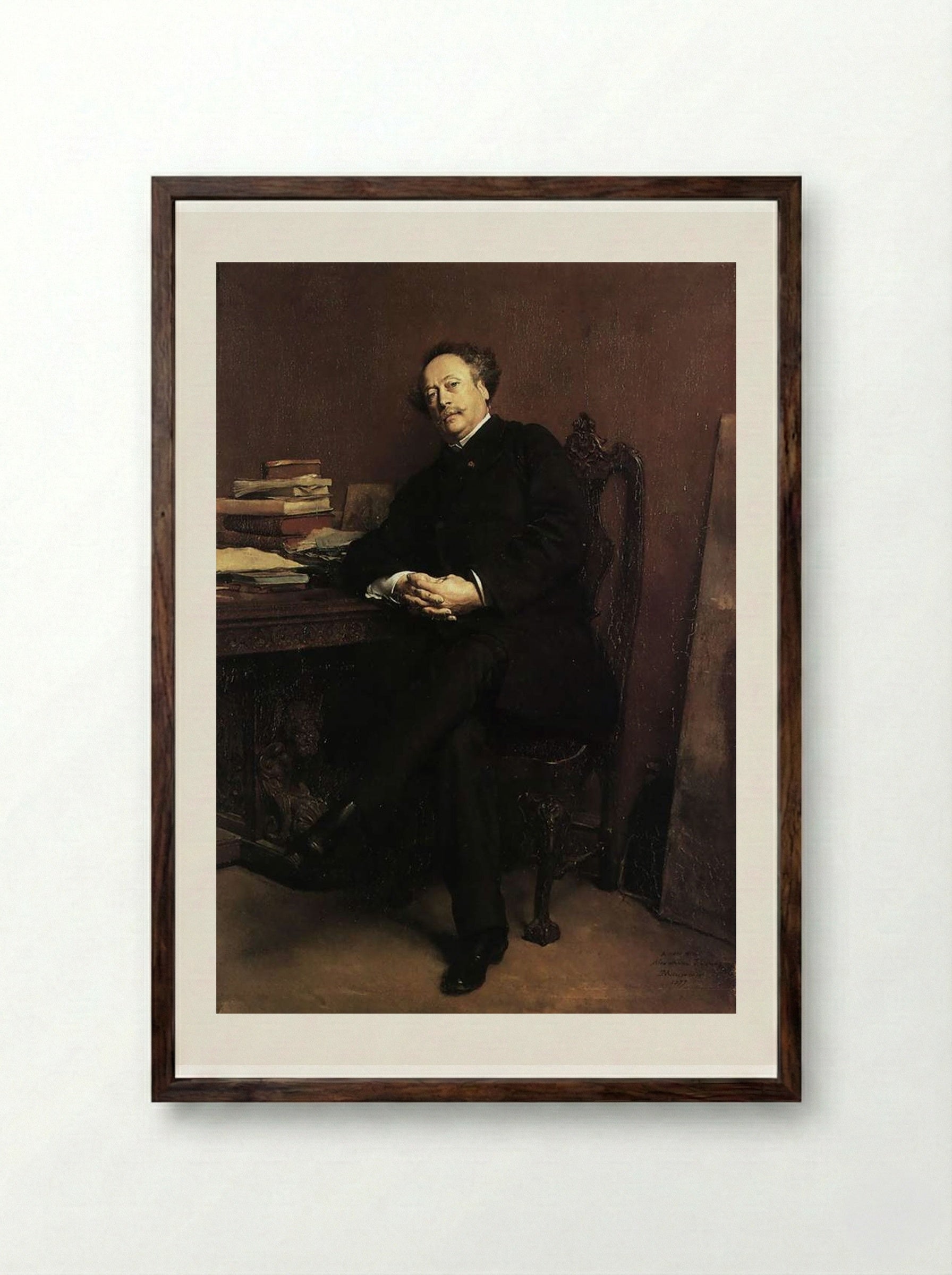 Alexandre Dumas, fils - Ernest Meissonier - Framed Print Dark Wood