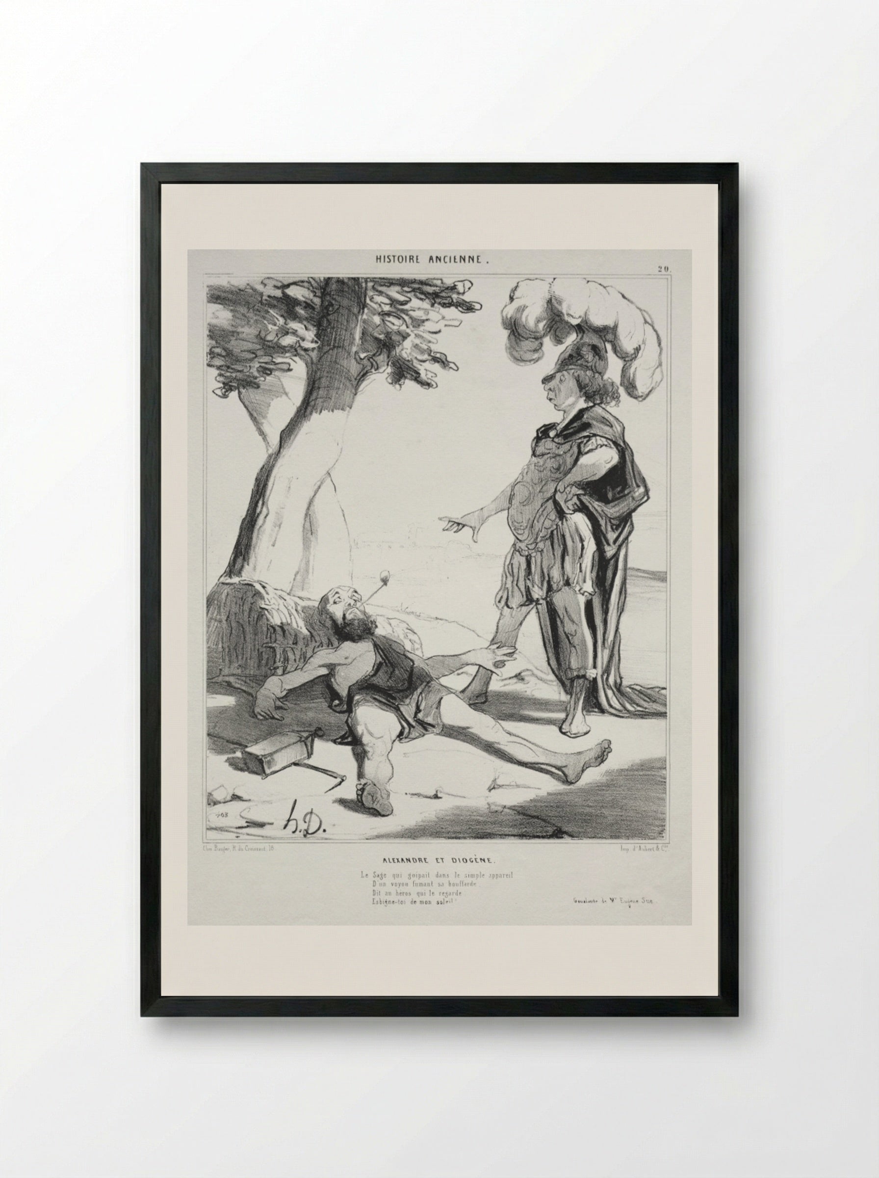 Alexandre et Diogène - Honoré Daumier - Framed Print Black