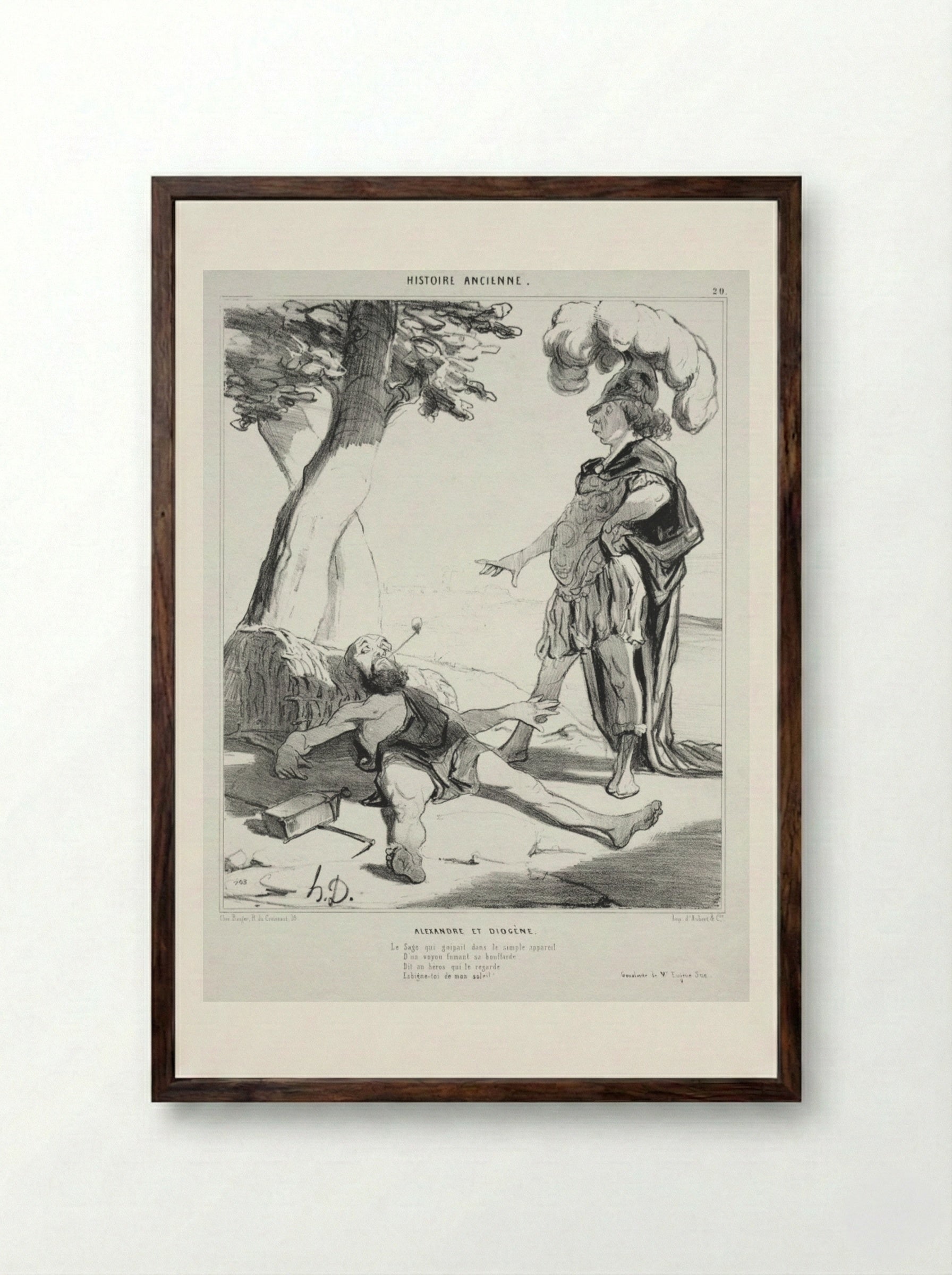 Alexandre et Diogène - Honoré Daumier - Framed Print Dark Wood