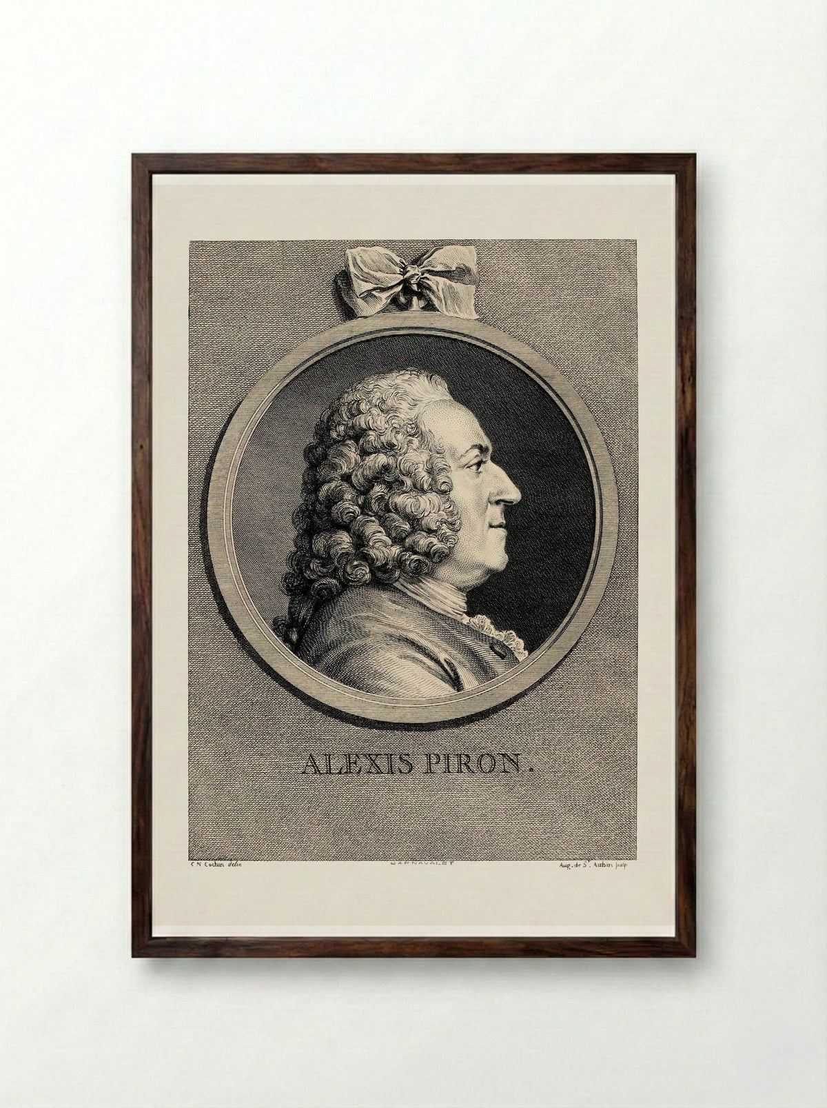 Alexis Piron - Augustin de Saint-Aubin - Framed Print Dark Wood