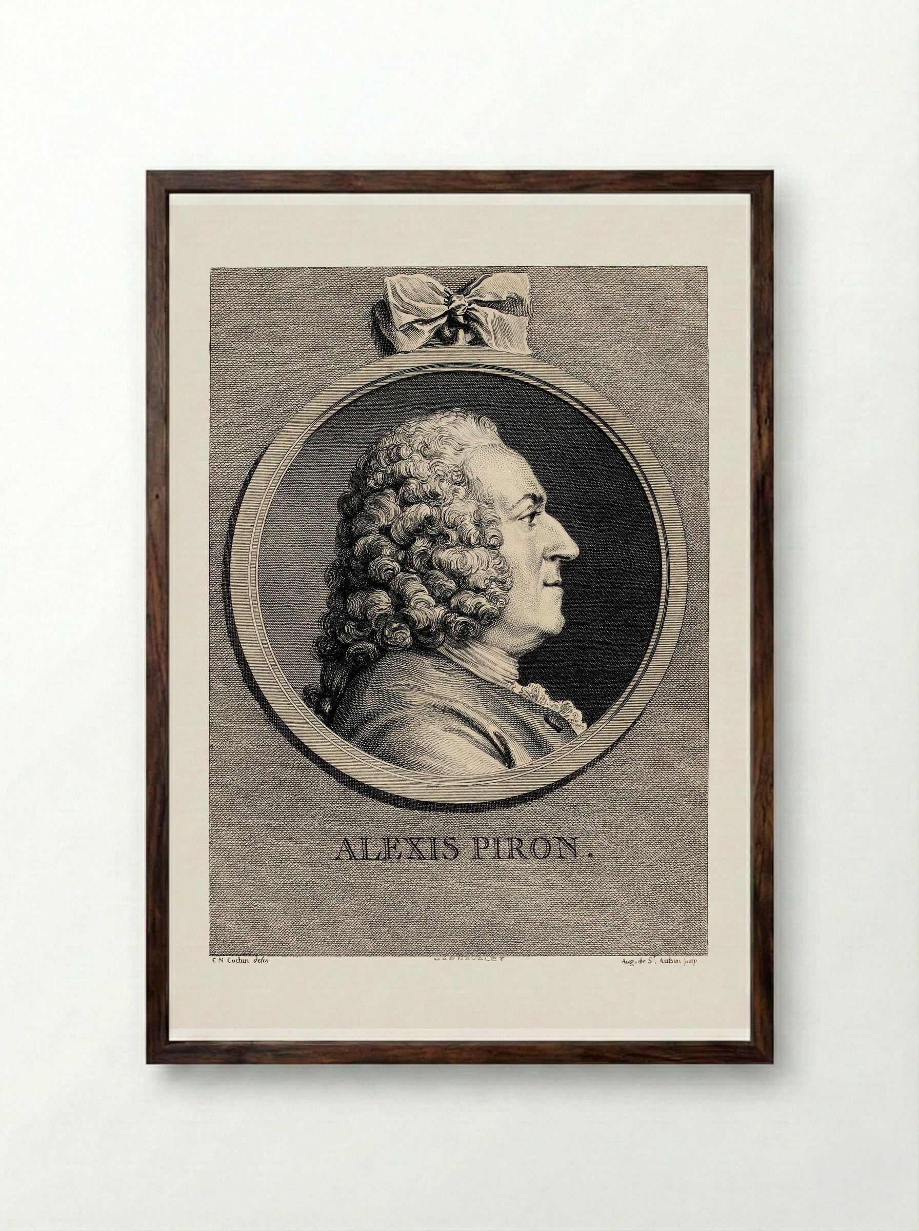 Alexis Piron - Augustin de Saint-Aubin - Framed Print Dark Wood