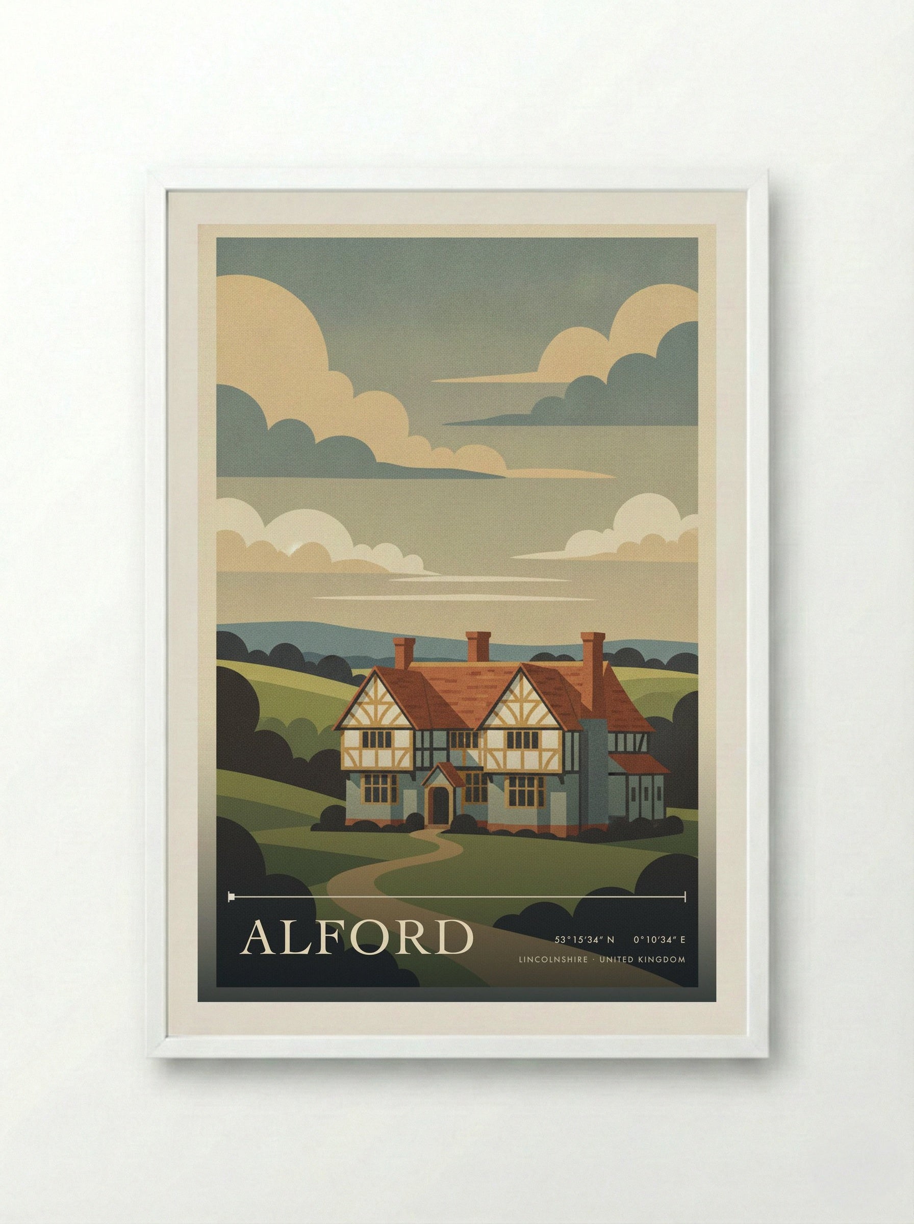 Alford Lincolnshire United Kingdom Travel Poster - Framed Print White