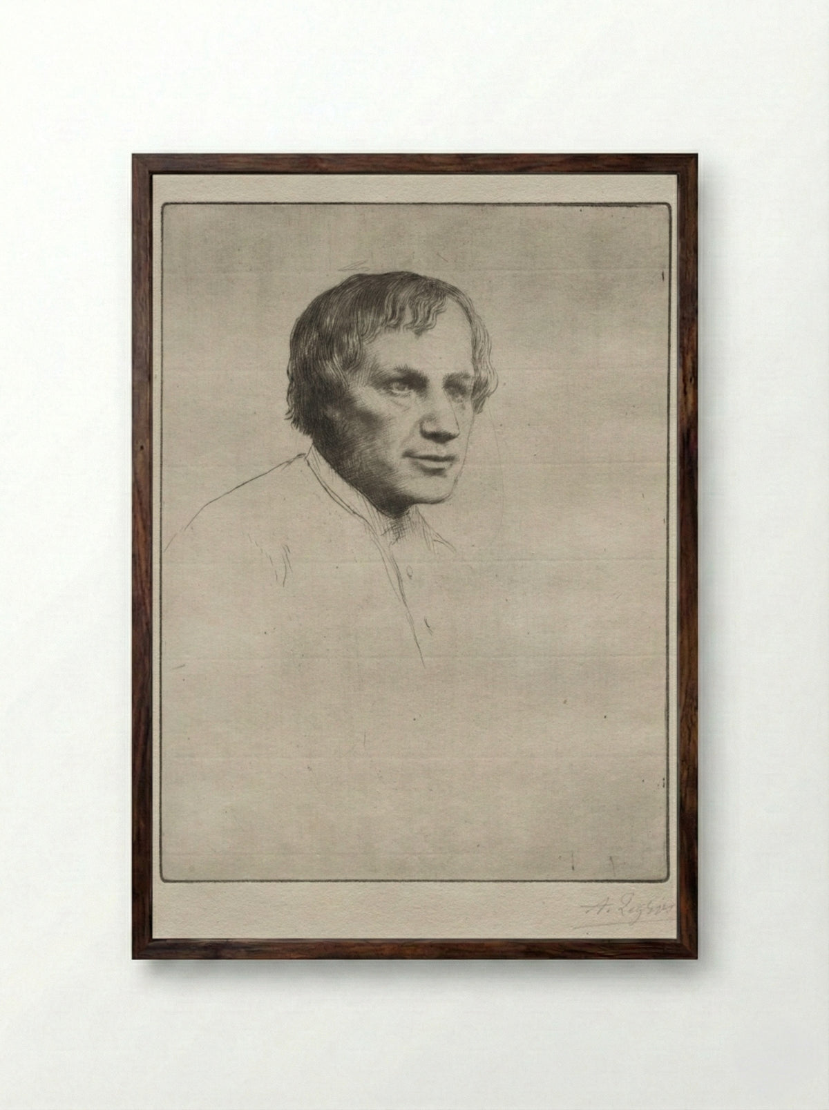 Alfred Stevens - Alphonse Legros - Framed Print Dark Wood