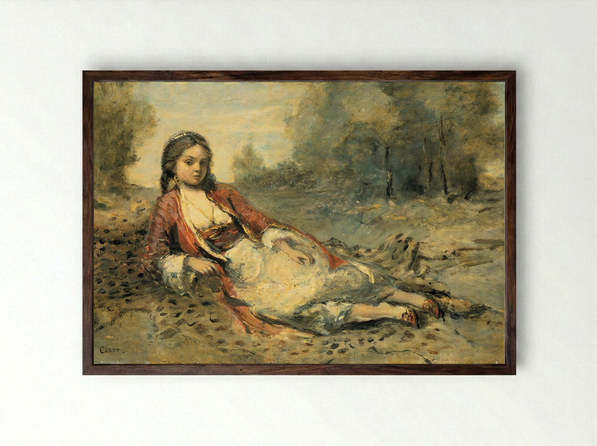 Algérienne - Camille Corot - Framed Print Dark Wood