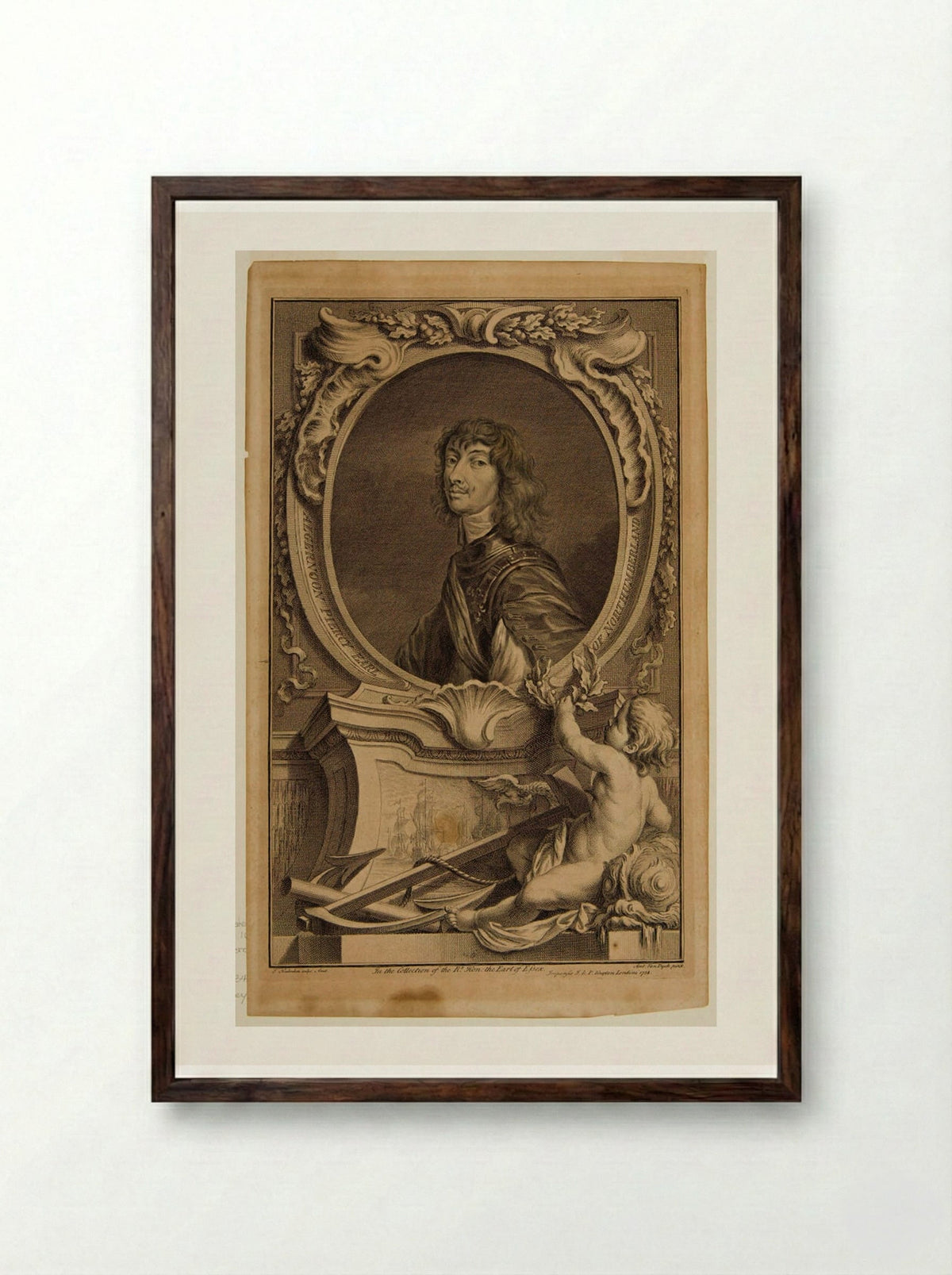 Algernon Percy, Earl of Northumberland - Jacobus Houbraken - Framed Print Dark Wood