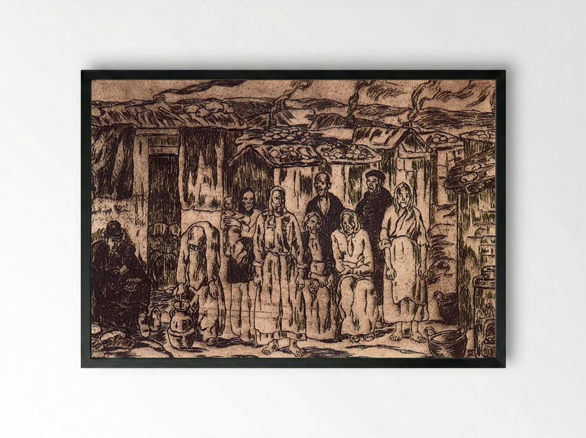 Alhóndiga Huts - José Gutiérrez Solana - Framed Print Black