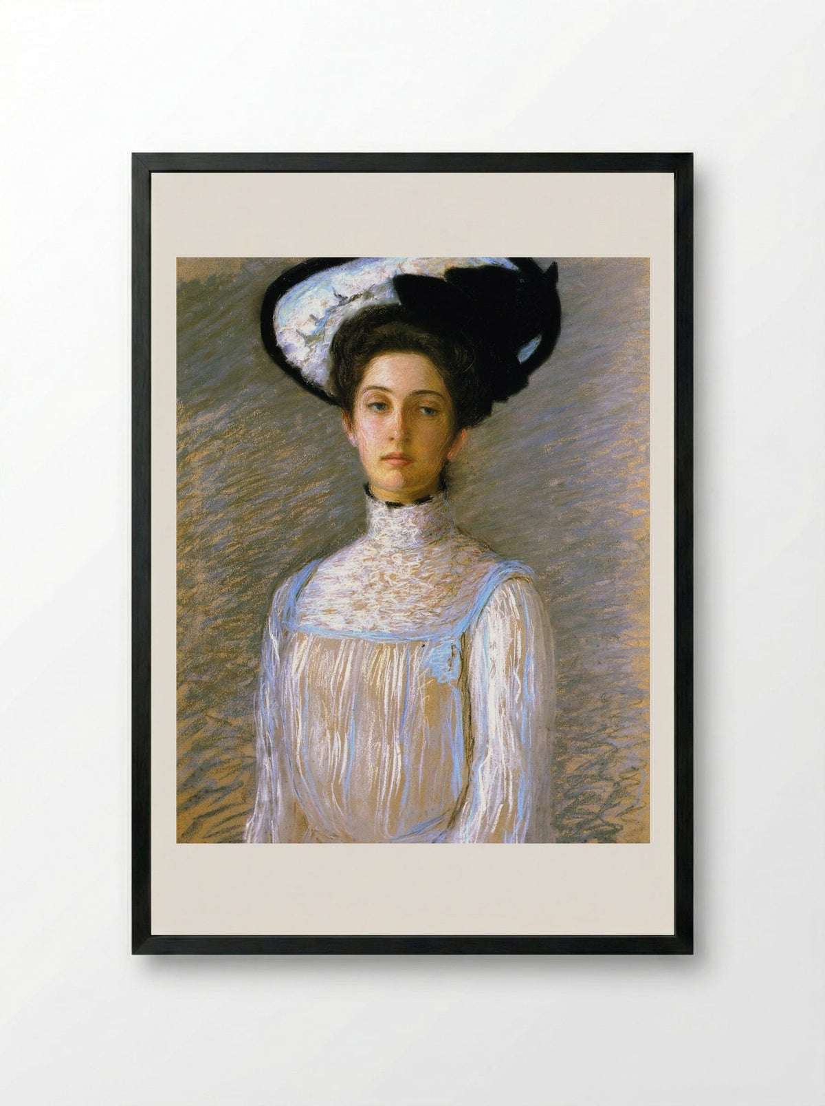 Alice in a White Hat - Lilla Cabot Perry - Framed Print Black