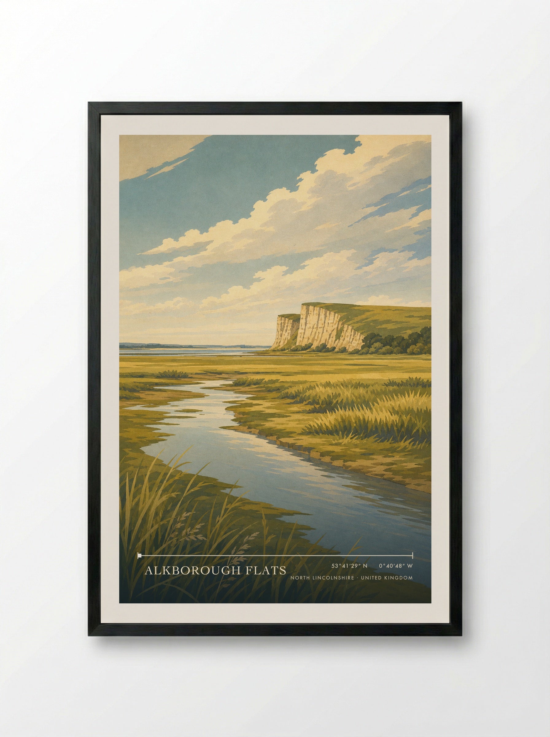 Alkborough Flats North Lincolnshire United Kingdom Travel Poster - Framed Print Black