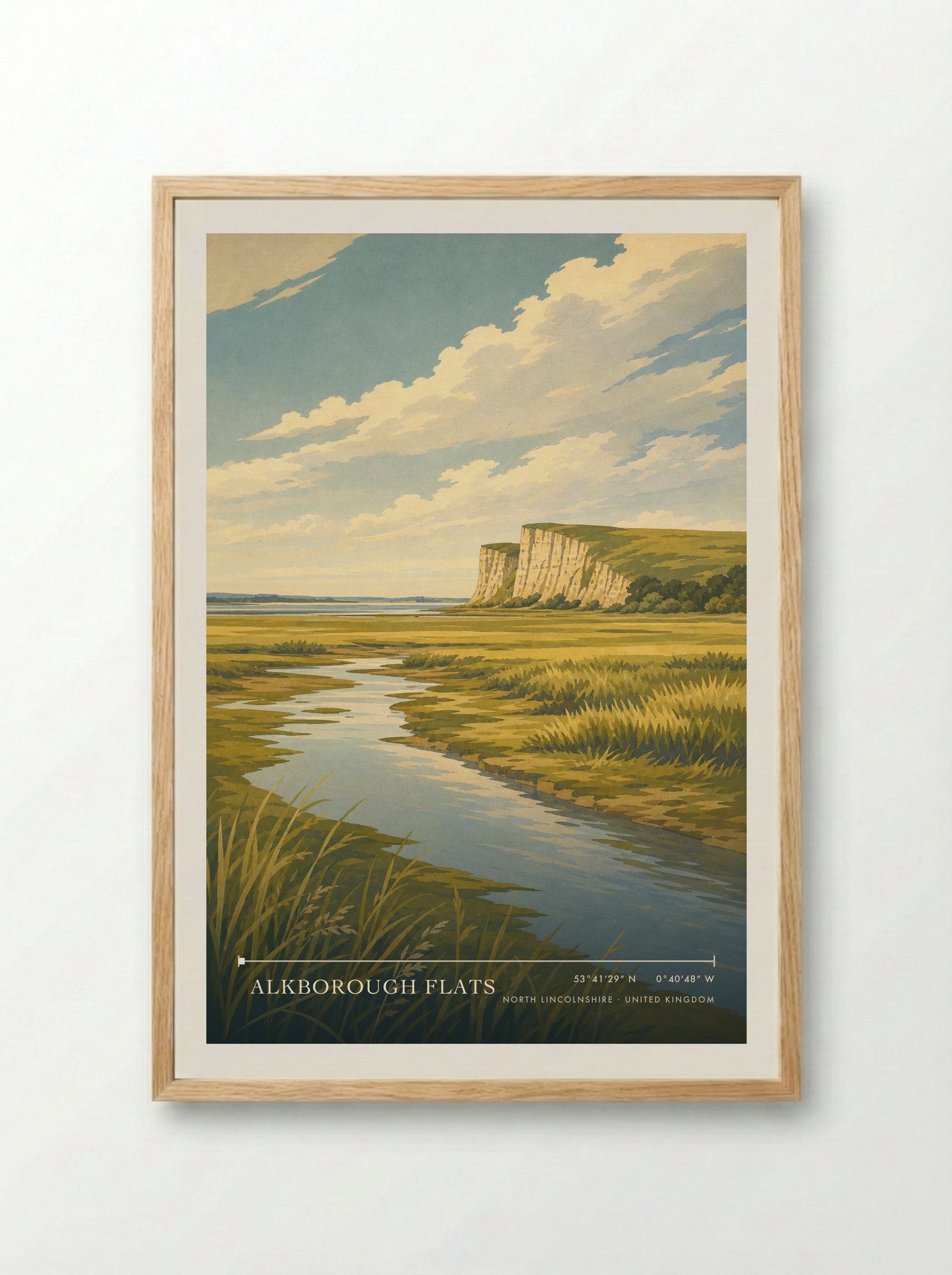 Alkborough Flats North Lincolnshire United Kingdom Travel Poster - Framed Print Wood