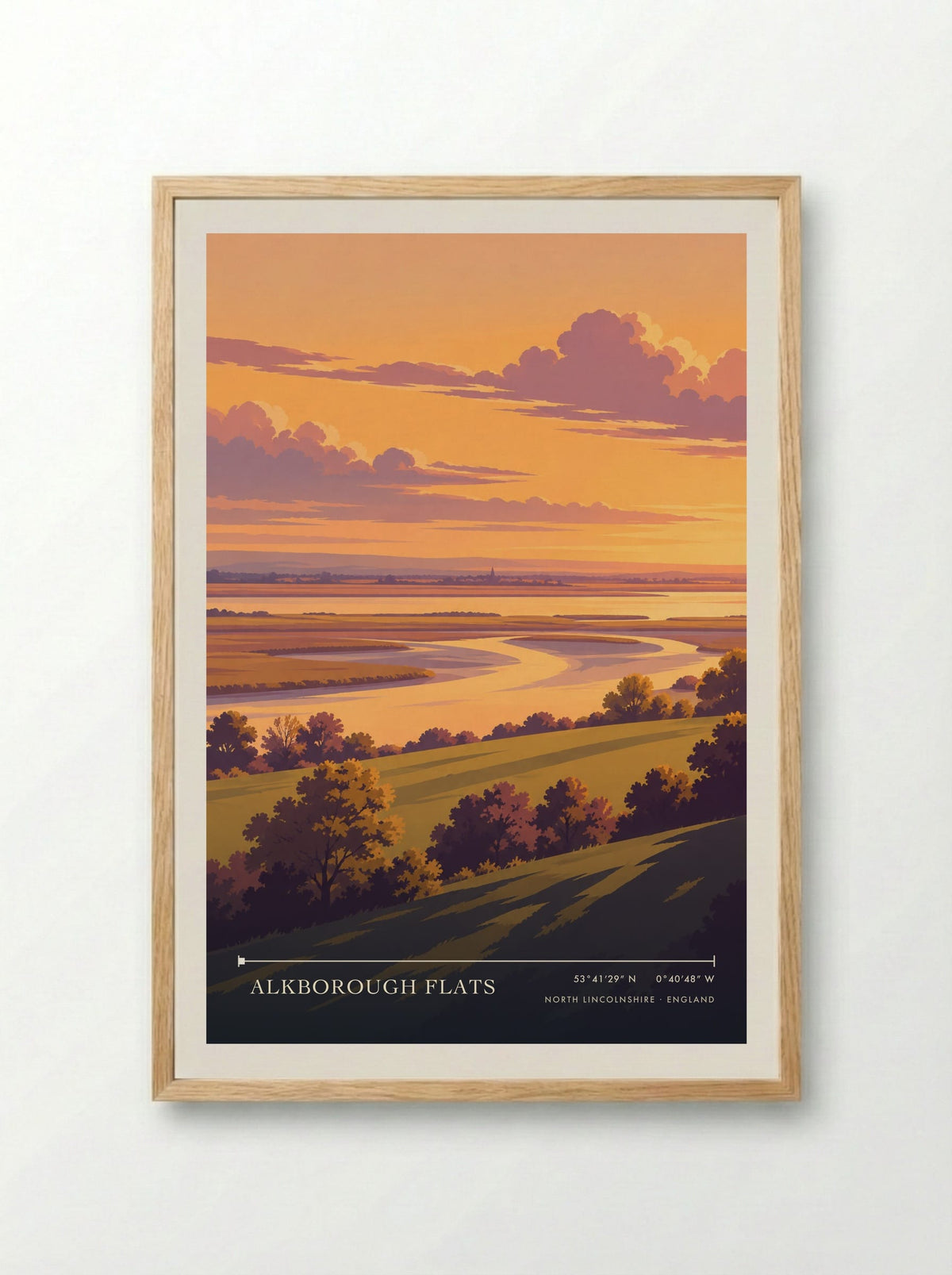 Alkborough Flats, North Lincolnshire | Travel Poster - Framed Print Wood