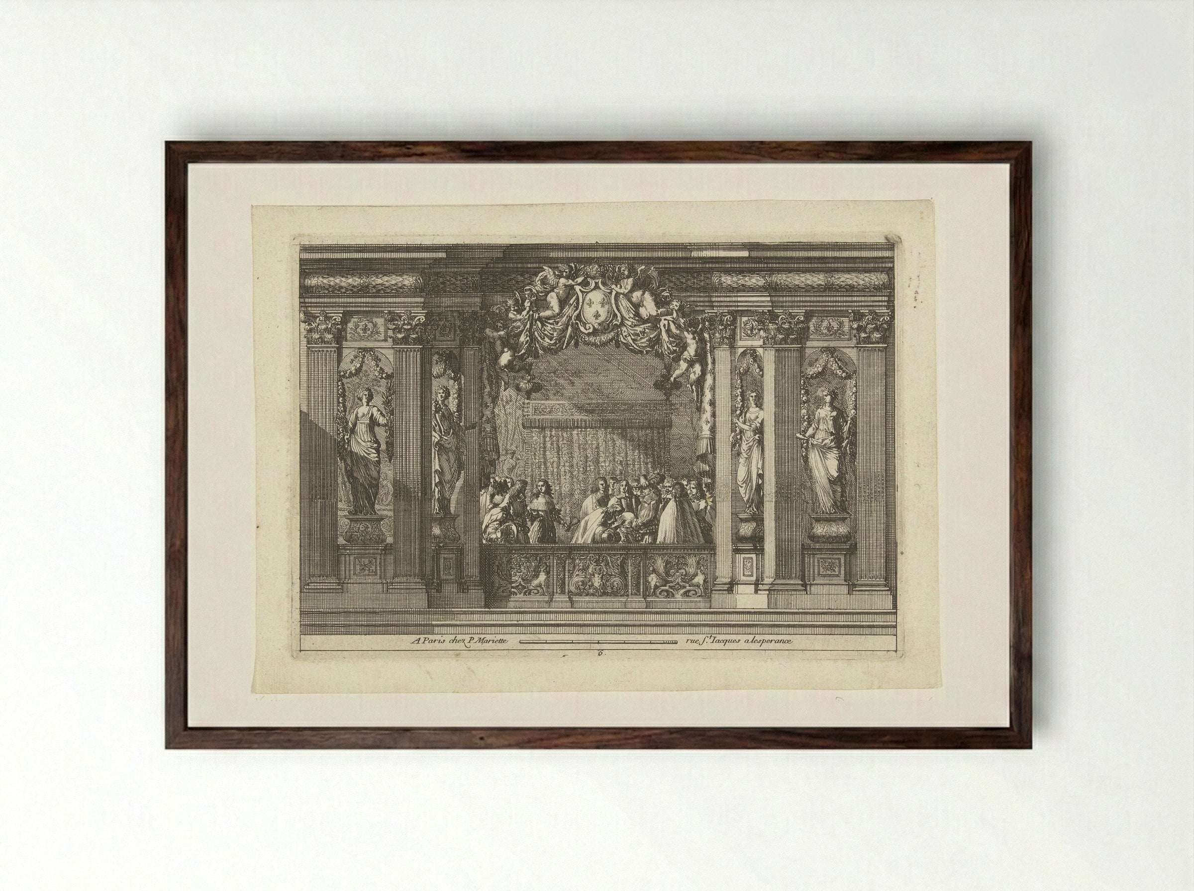 Alkoof (Alcove Design) - Jean Lepautre - Framed Print Dark Wood