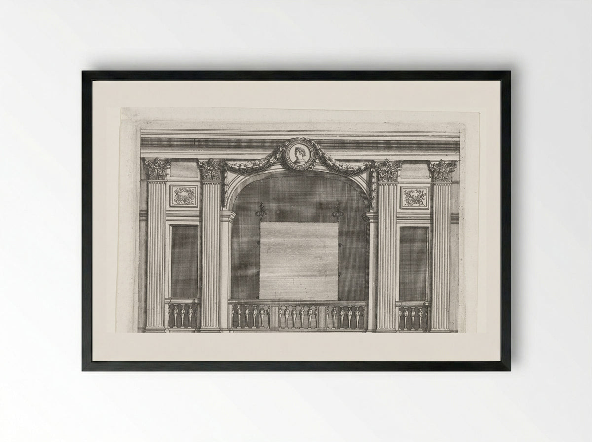 Alkoof afgesloten door balustrade - Jean Lepautre - Framed Print Black