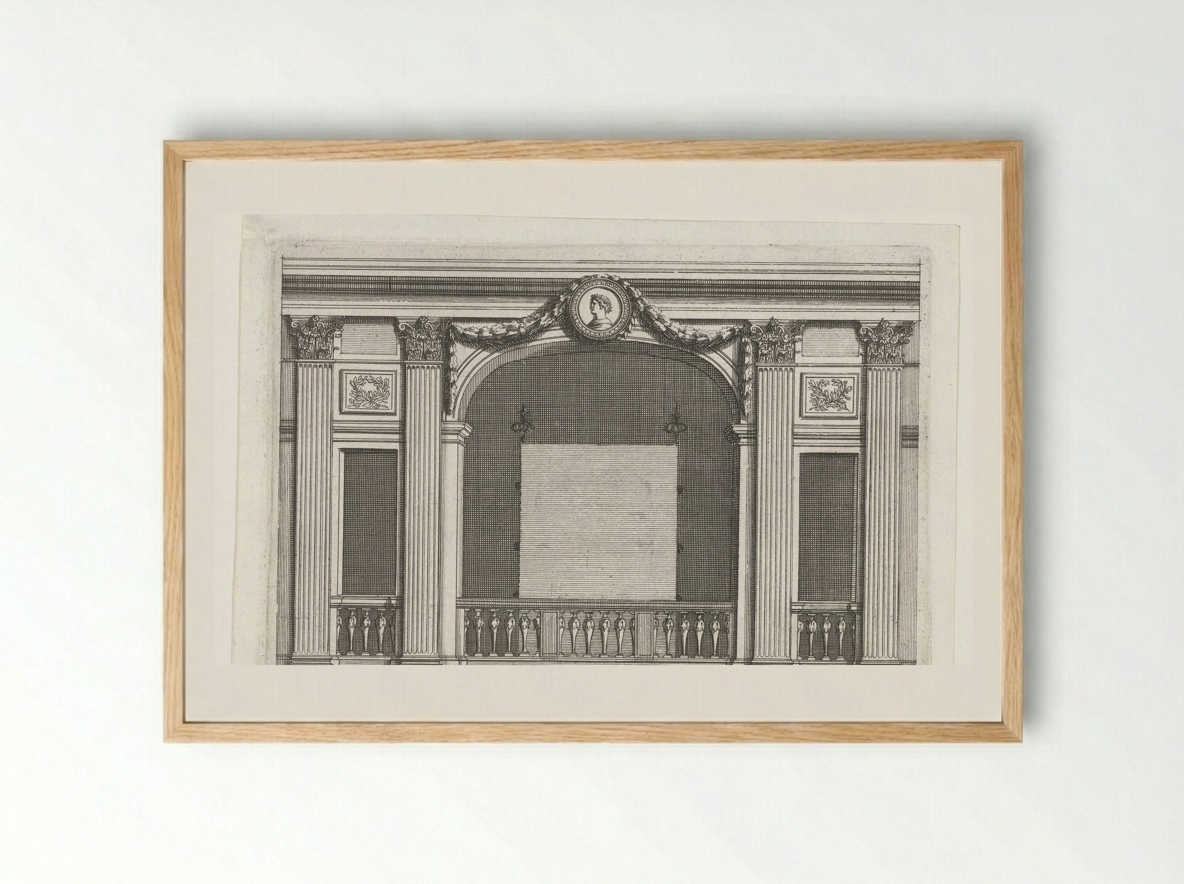 Alkoof afgesloten door balustrade - Jean Lepautre - Framed Print Wood
