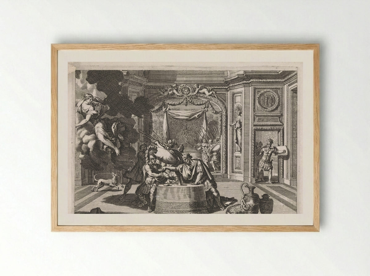 Alkoof met Aigeus en Theseus - Jean Lepautre - Framed Print Wood