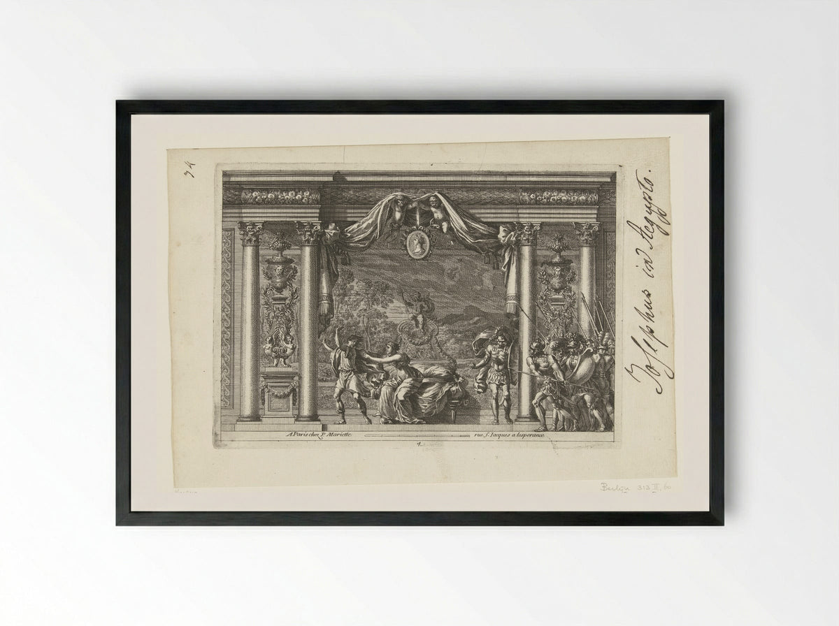 Alkoof met Jozef en de vrouw van Potifar - Jean Lepautre - Framed Print Black