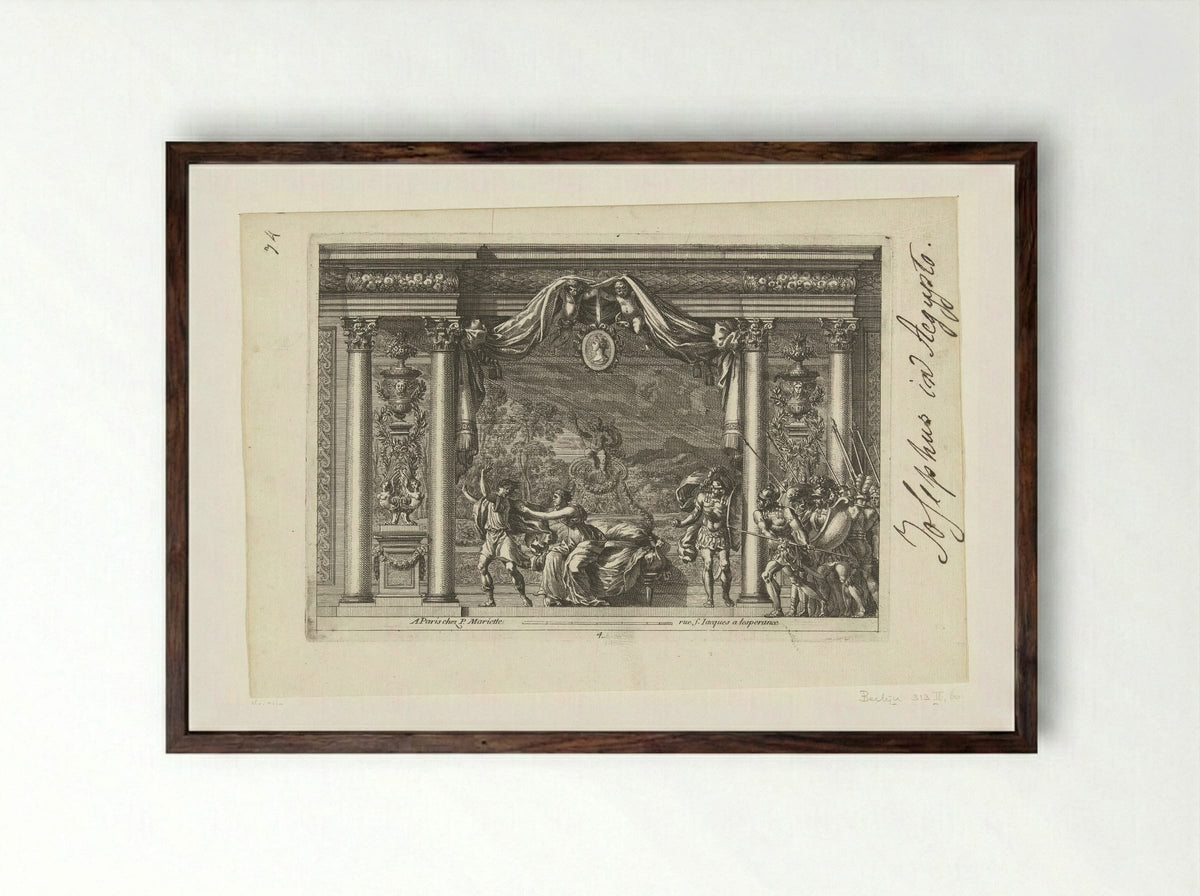 Alkoof met Jozef en de vrouw van Potifar - Jean Lepautre - Framed Print Dark Wood