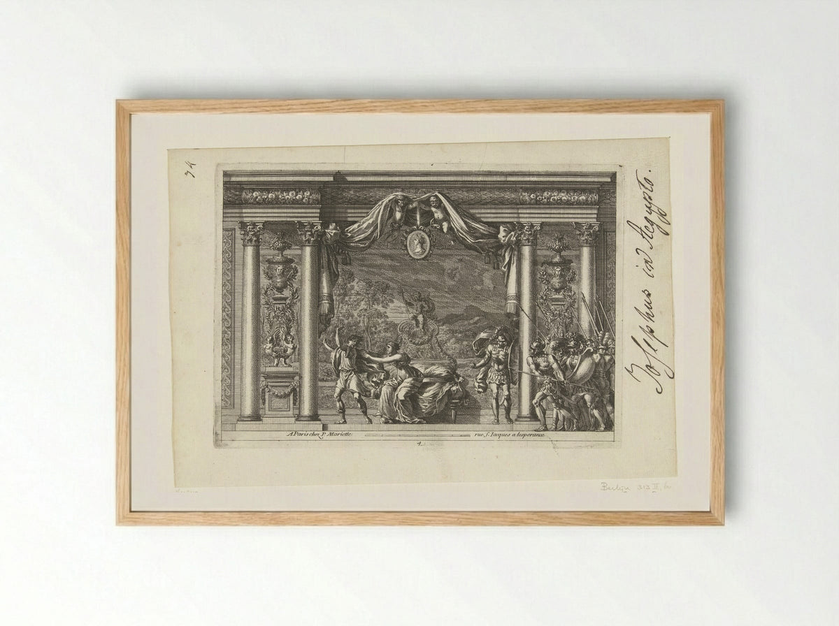 Alkoof met Jozef en de vrouw van Potifar - Jean Lepautre - Framed Print Wood