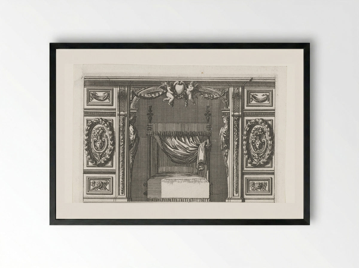 Alkoof met houten lambrisering aan weerszijden - Jean Lepautre - Framed Print Black