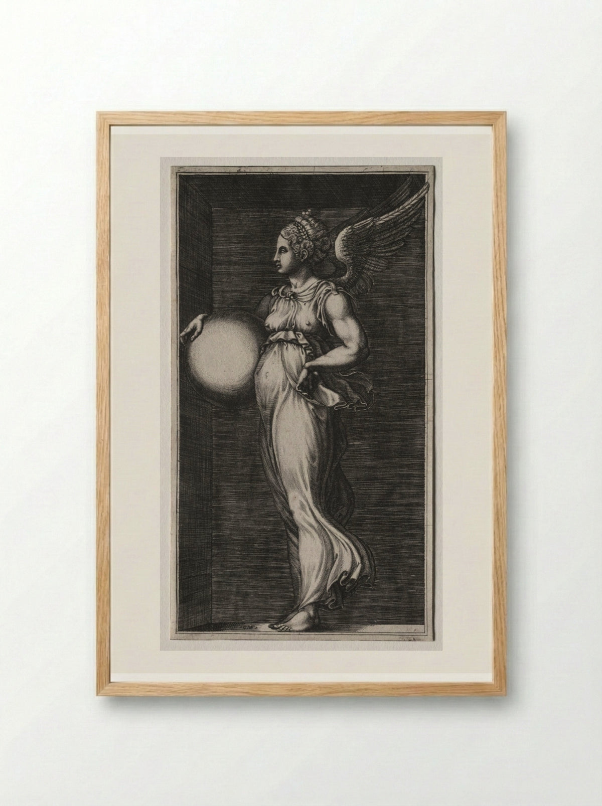 Allegorical Figure Holding a Sphere - Giorgio Ghisi - Framed Print Wood